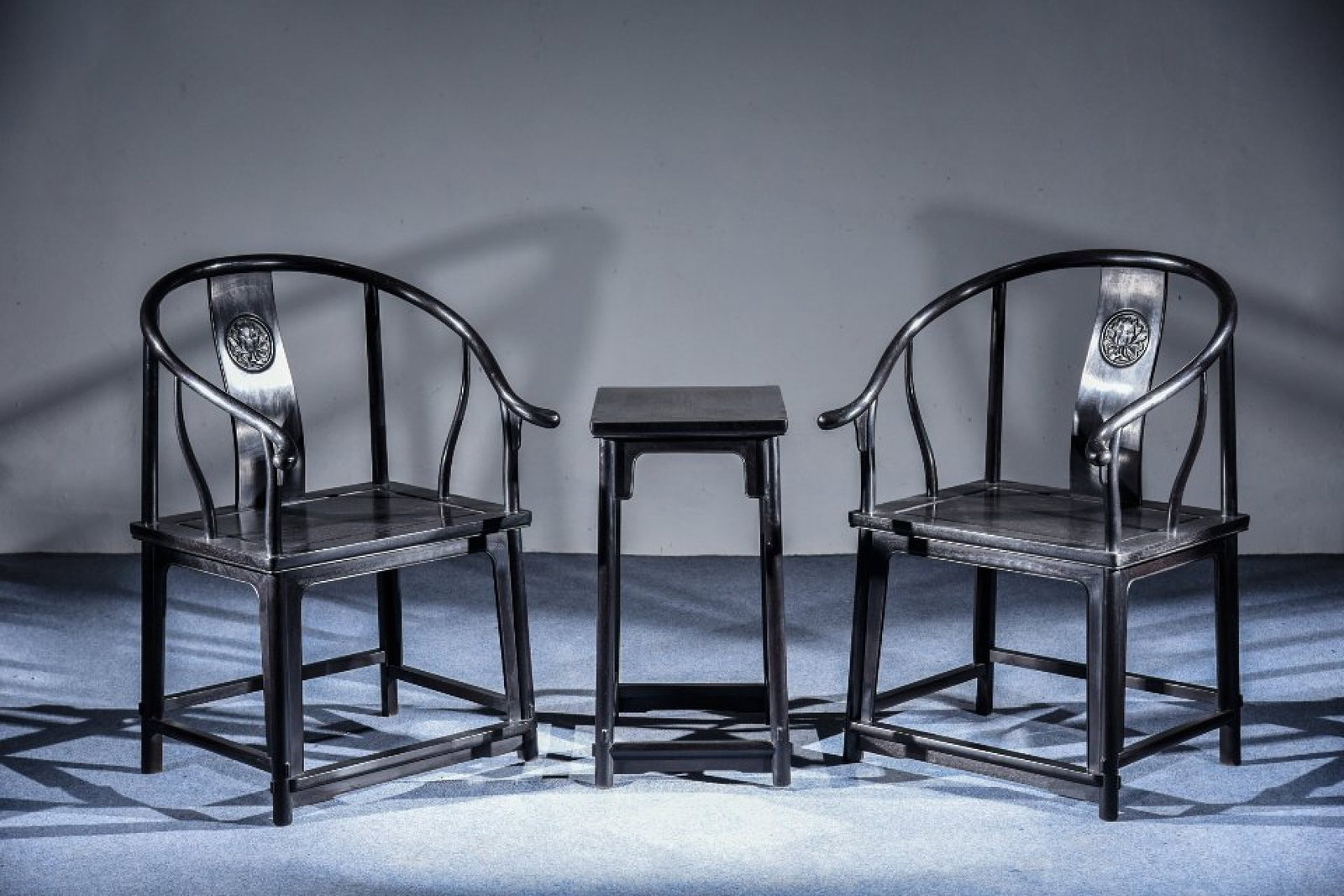 A Set of Zitanwood Flower Pattern Table and Armchair (1 of 9)
