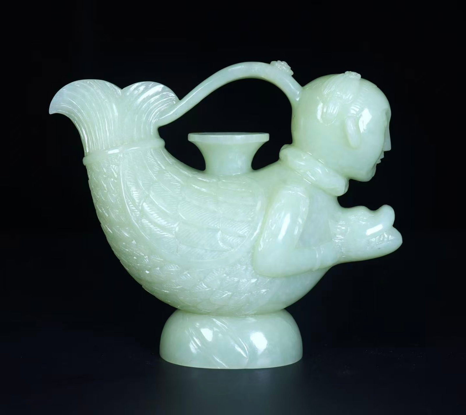 An Exquisite White Jade Figure Pot (1 of 9)