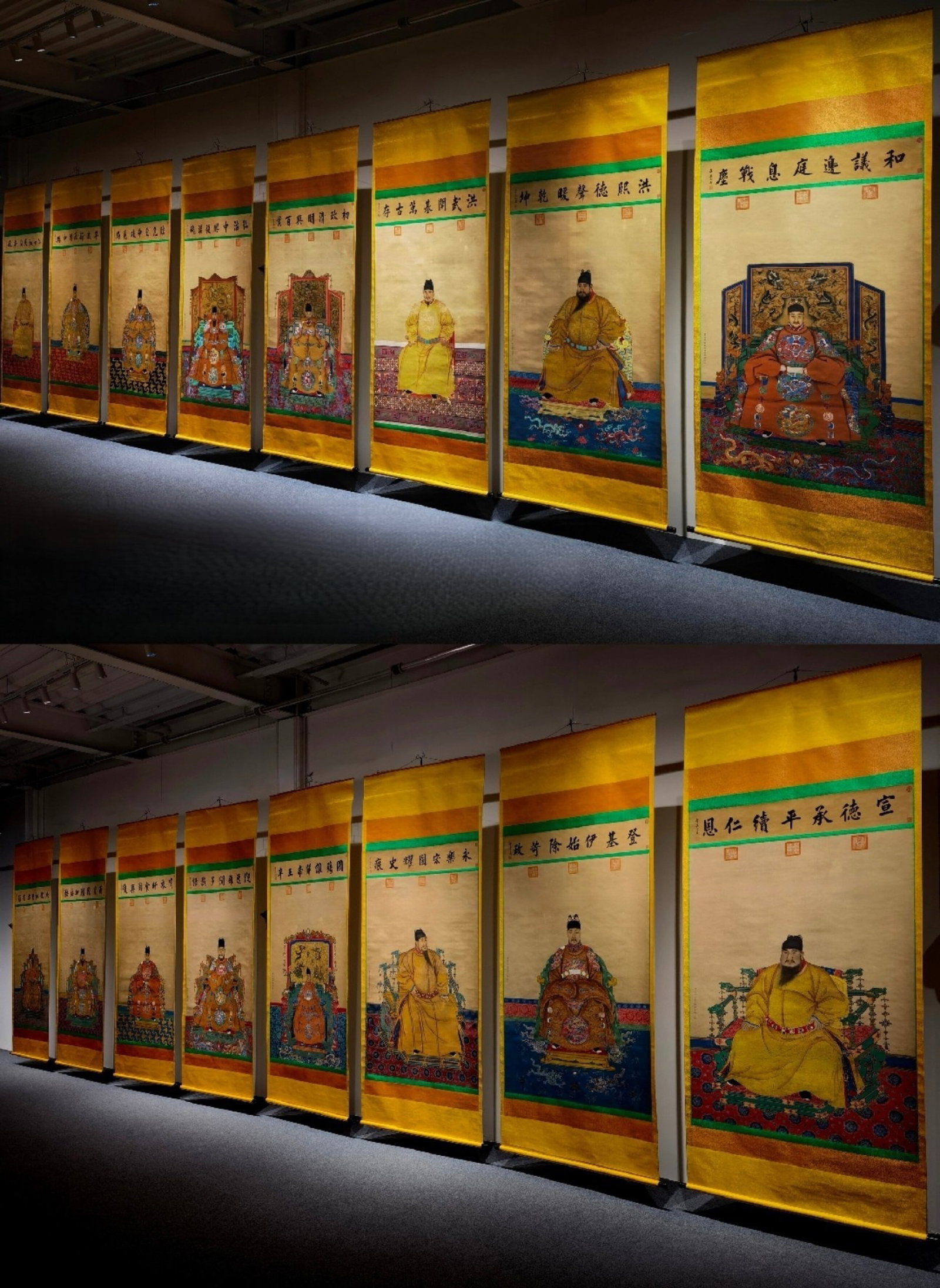 A Set of Chinese Vertical Scroll Ink Painting of Figure on Paper: A Set of Chinese Vertical Scroll Ink Painting of Figure on Paper,Size:(overall length)118.1inx49.2in,(Without frame)74.8inx46.1in 一套中国水墨人物ஹ