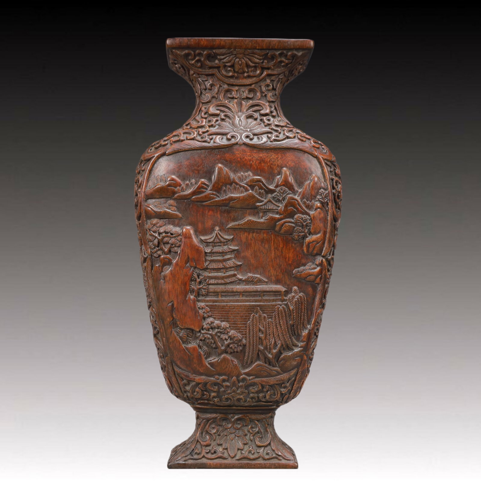A Rare Eaglewood Landscape Pattern Vase - 7