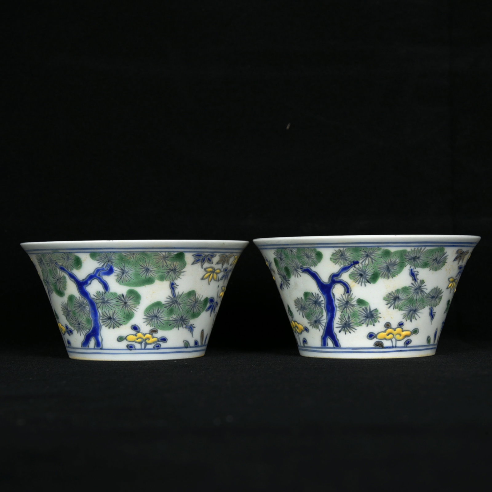 A Pair of Exquisite Biscuit Pine,Bamboo and Plum Blossom Pattern Cups (1 of 9)