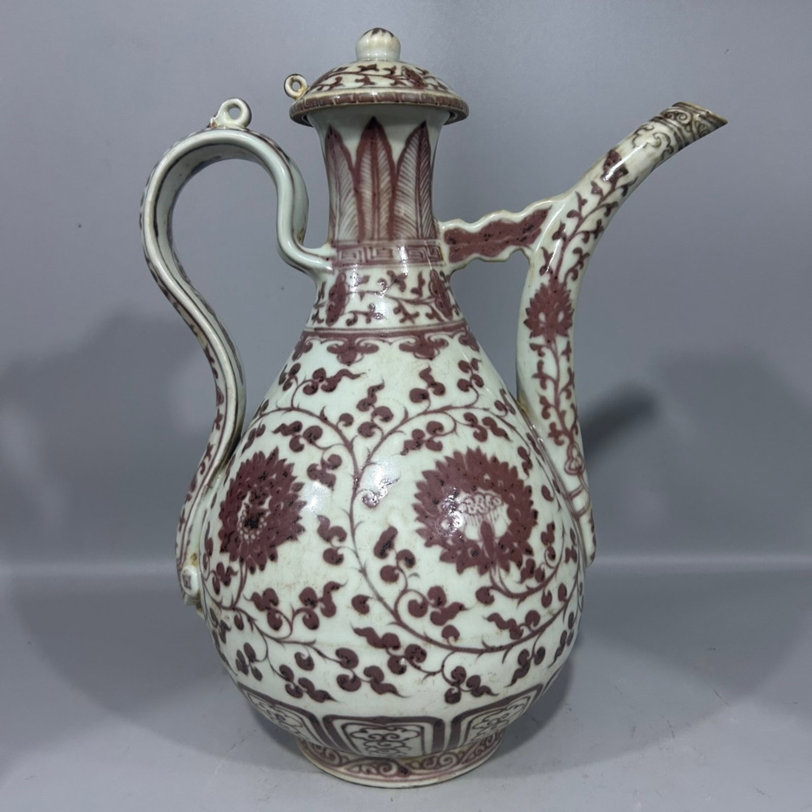 A Rare Underglaze-Red Lotus Pattern Ewer - 3