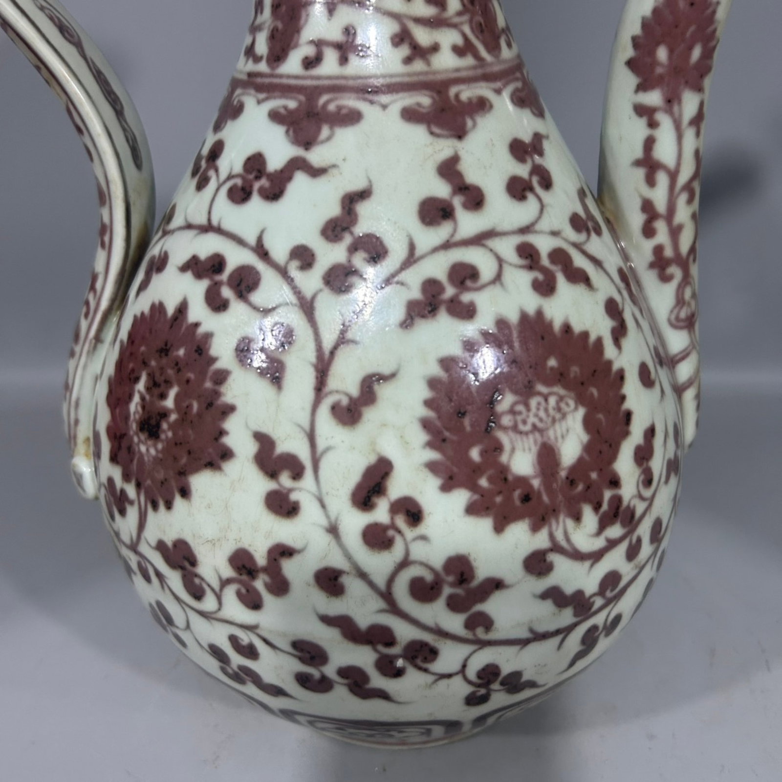 A Rare Underglaze-Red Lotus Pattern Ewer - 4