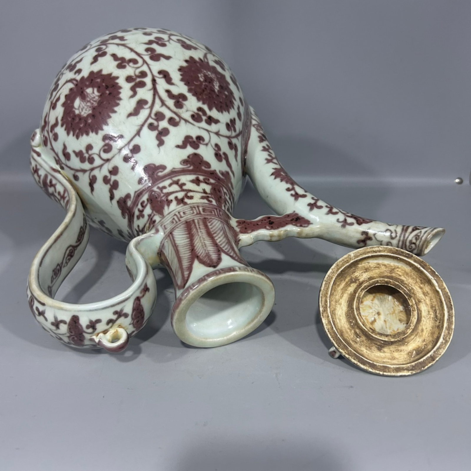 A Rare Underglaze-Red Lotus Pattern Ewer - 6