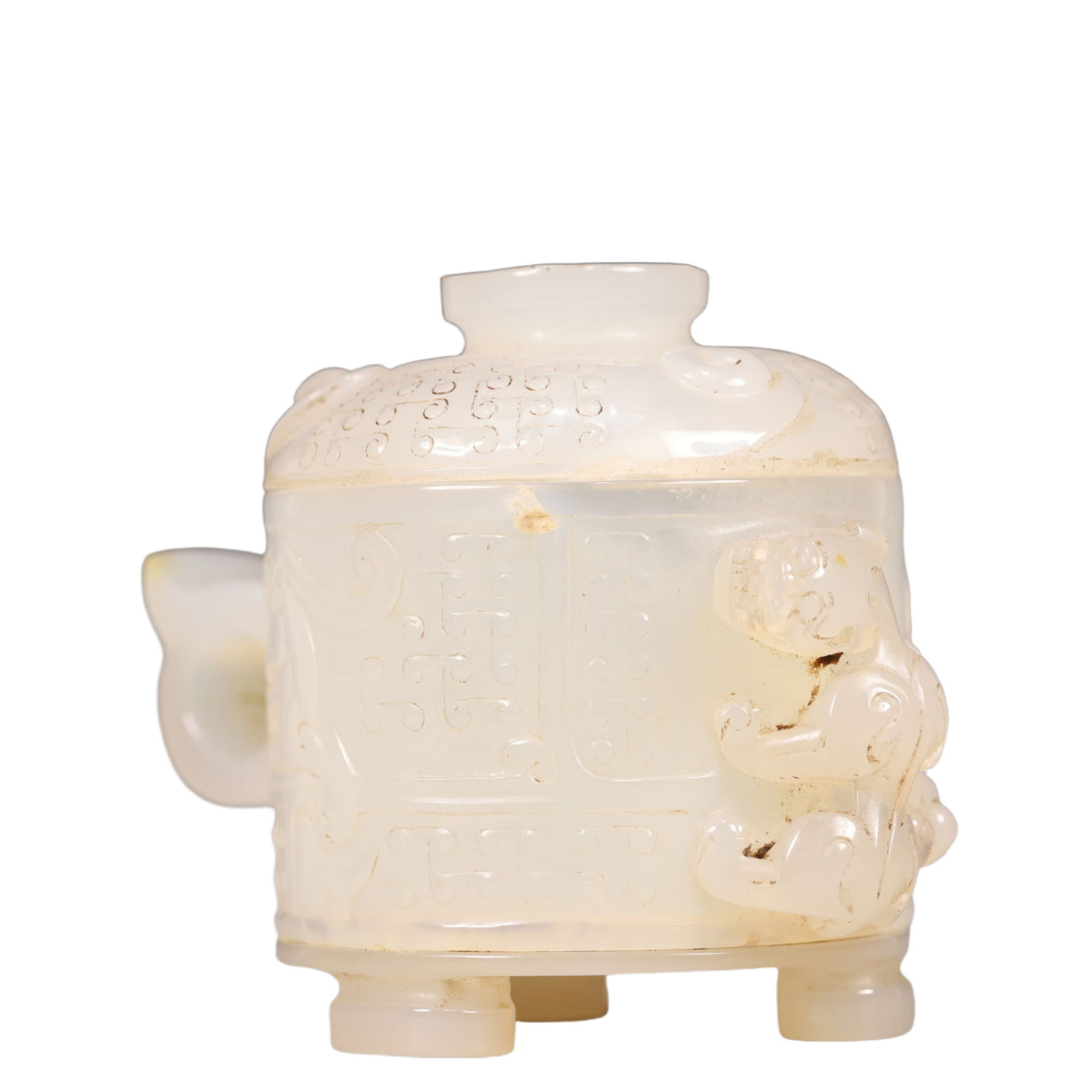 An Exquisite Agate Beast-Face Pattern Tripod Cup - 2