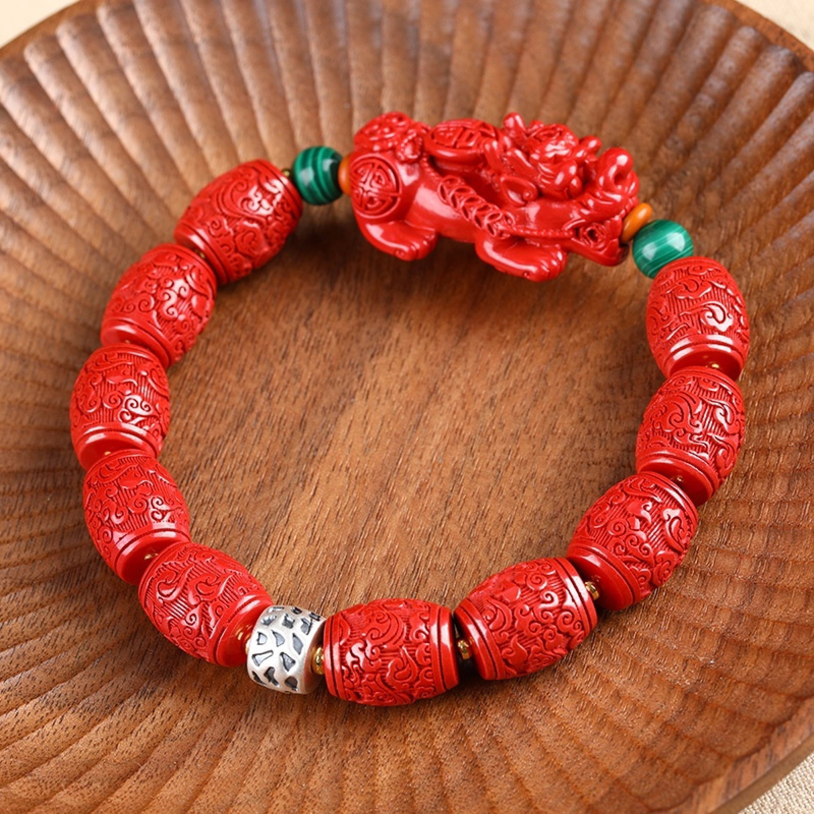 An Exquisite Cinnabar Bracelets - 7
