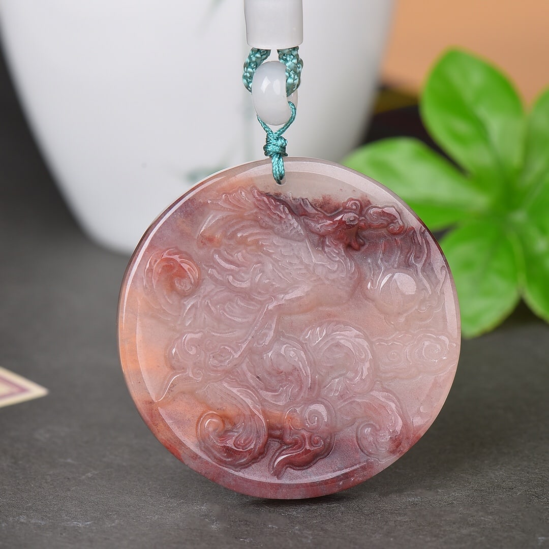 An Exquisite Red Jade Phoenix Pattern Pendant - 2