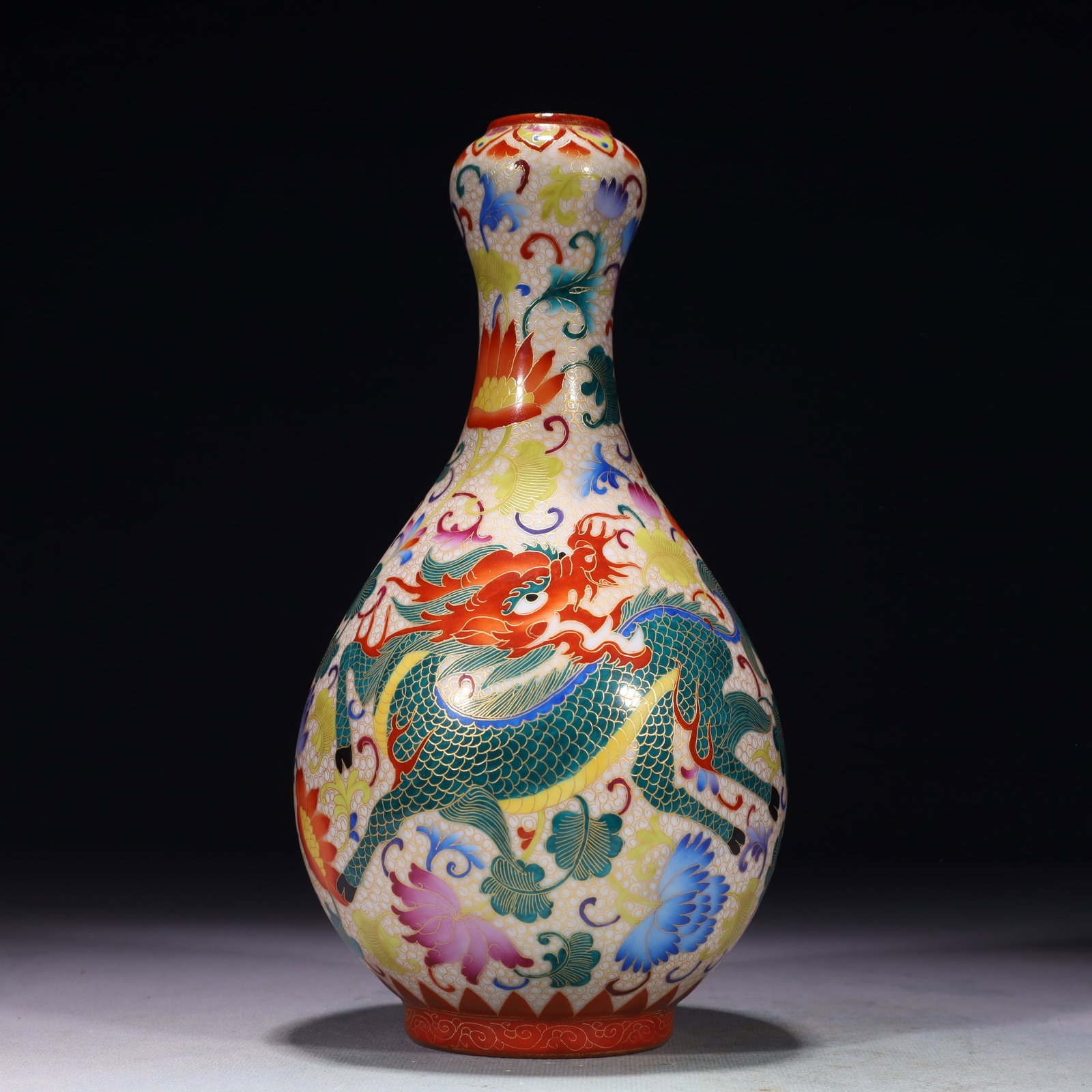 An Exquisite Famille-Rose Flower and Kylin Pattern Vase (1 of 8)