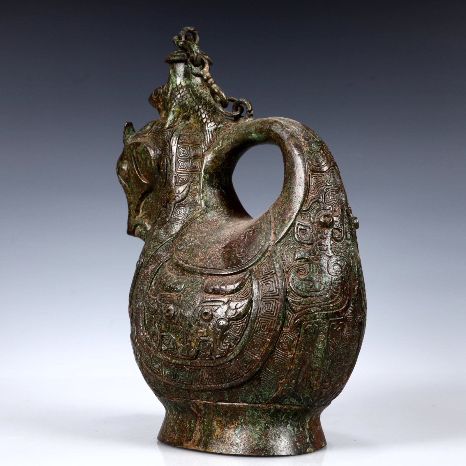 A Rare Bronze Beast-Face Pattern Ewer - 4