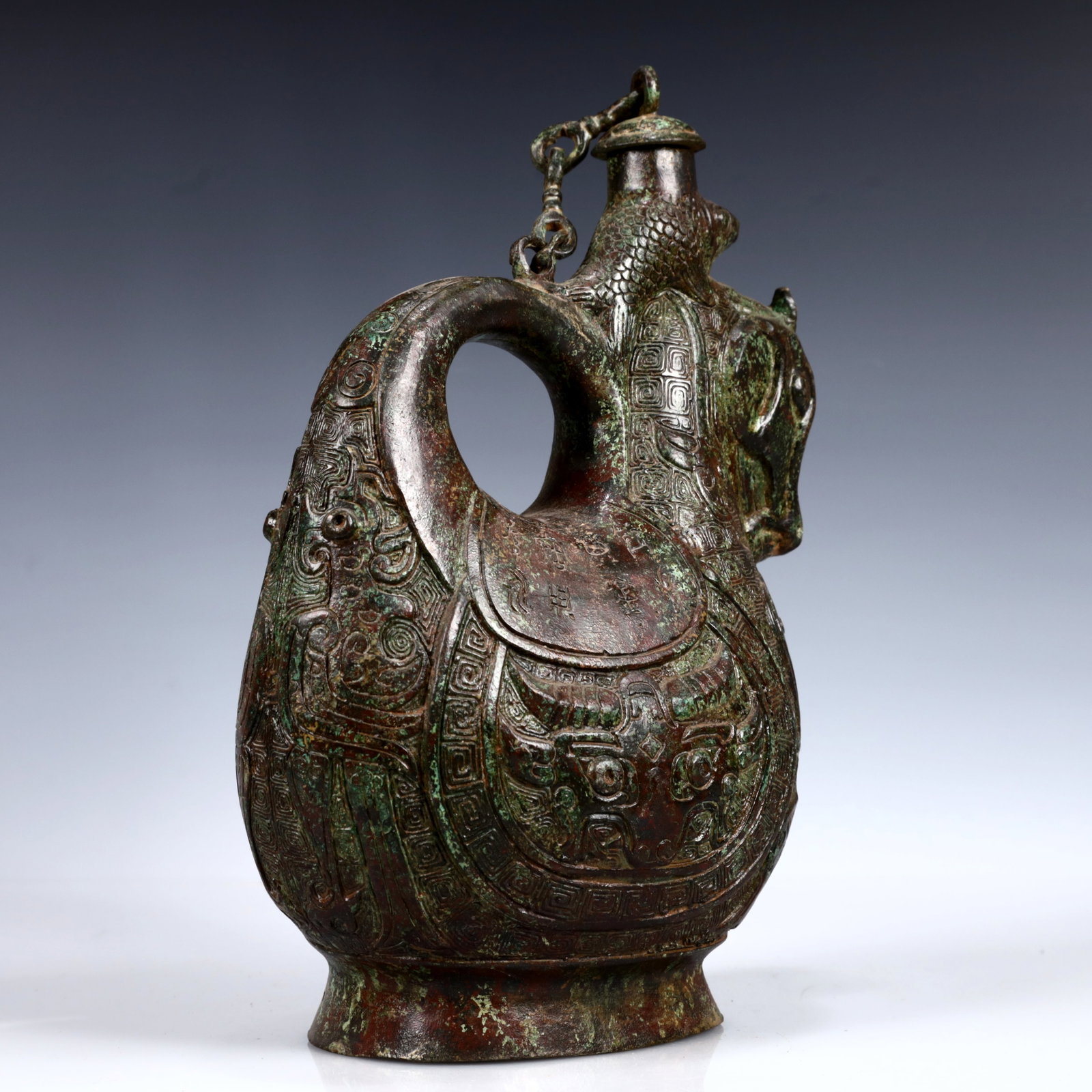 A Rare Bronze Beast-Face Pattern Ewer - 6