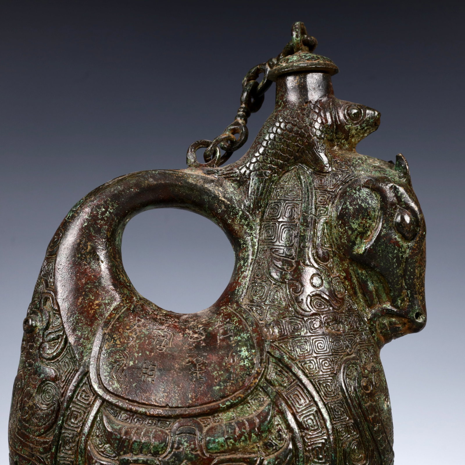 A Rare Bronze Beast-Face Pattern Ewer - 8