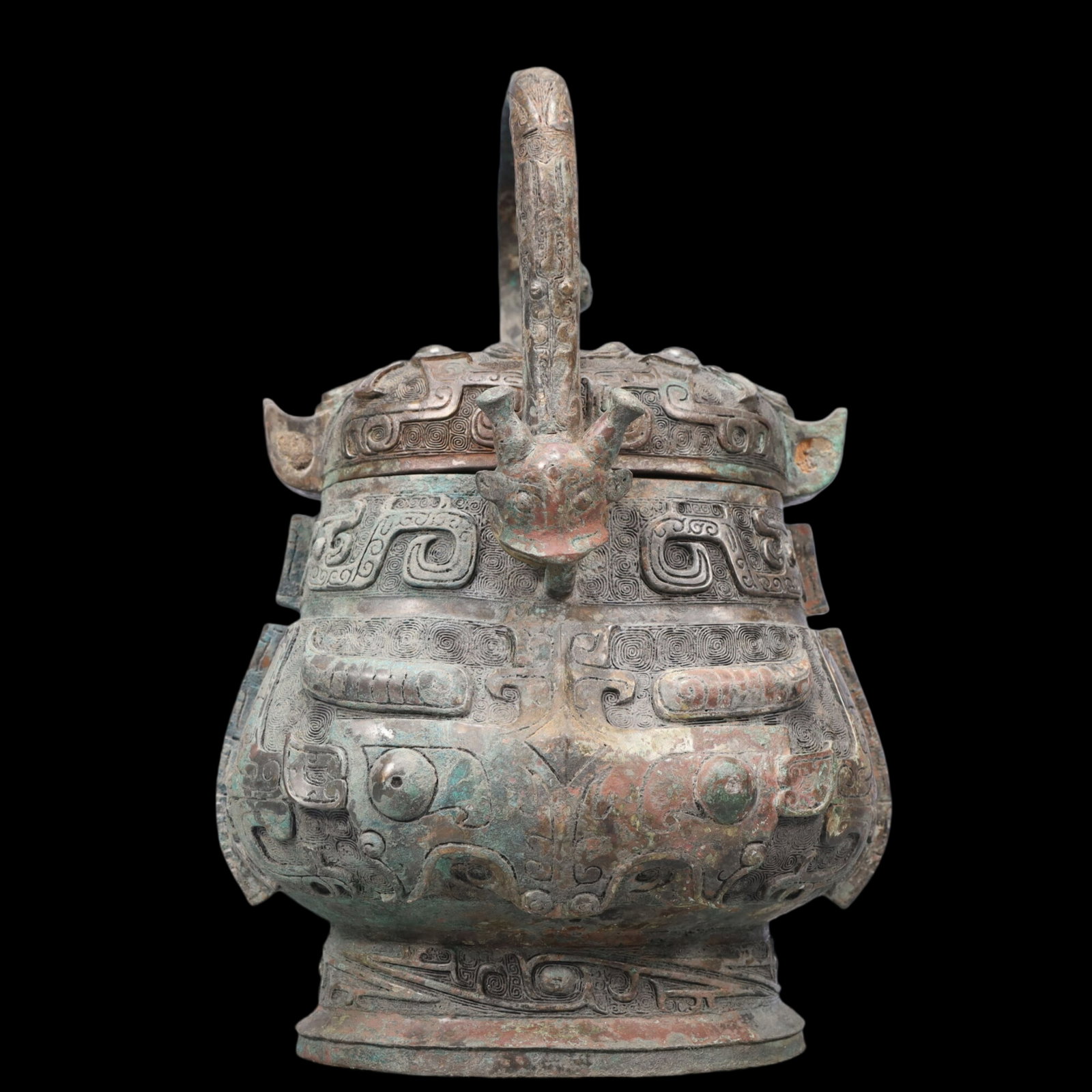 A Precious Bronze Beast-Face Pattern Pot ,With Inscription (1 of 14)