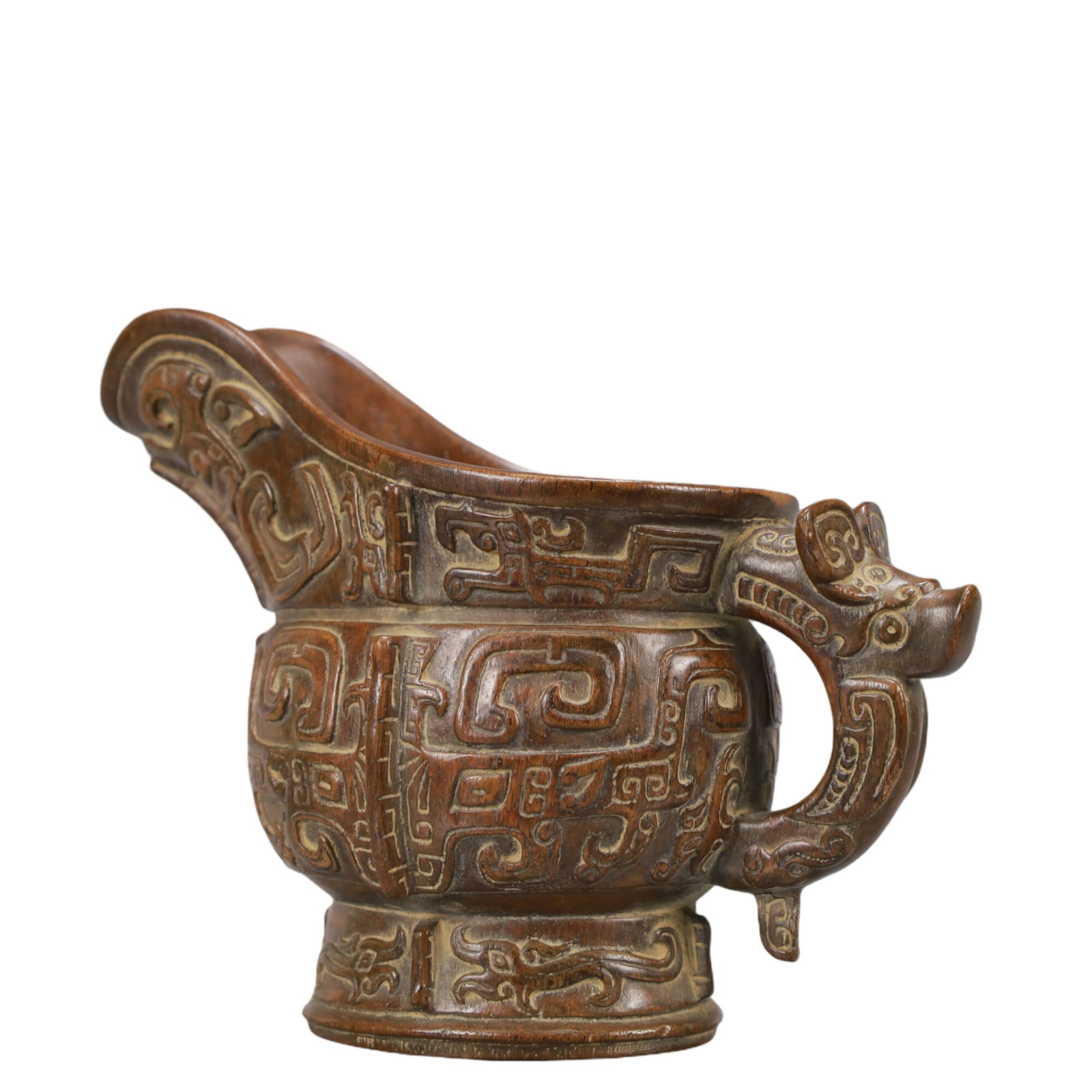 An Exquisite Eaglewood Beast-Face Pattern Goblet - 2