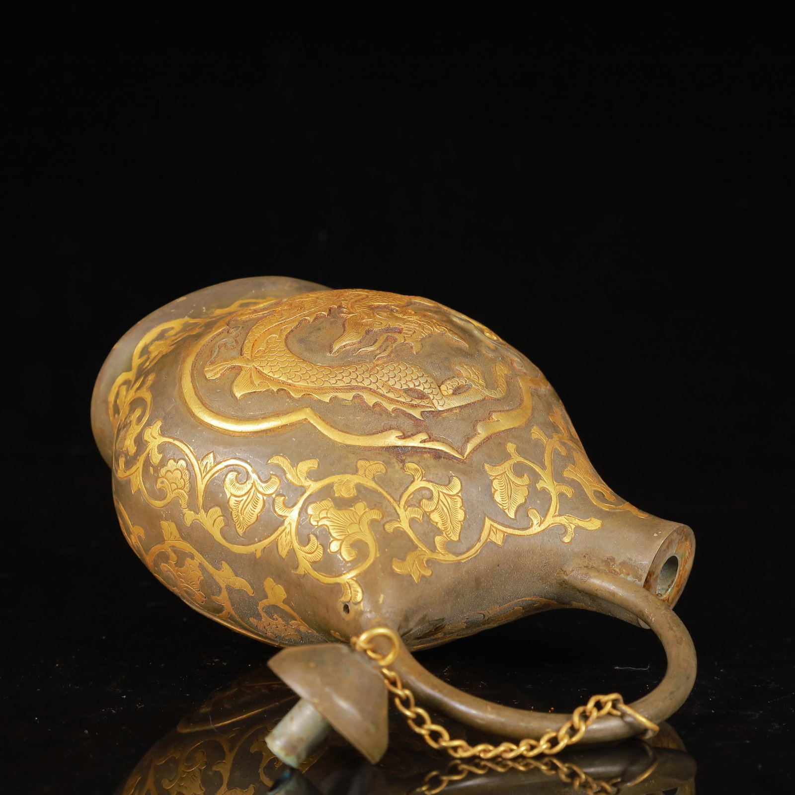 An Exquisite Gilt Silver Dragon Pattern Ewer - 10