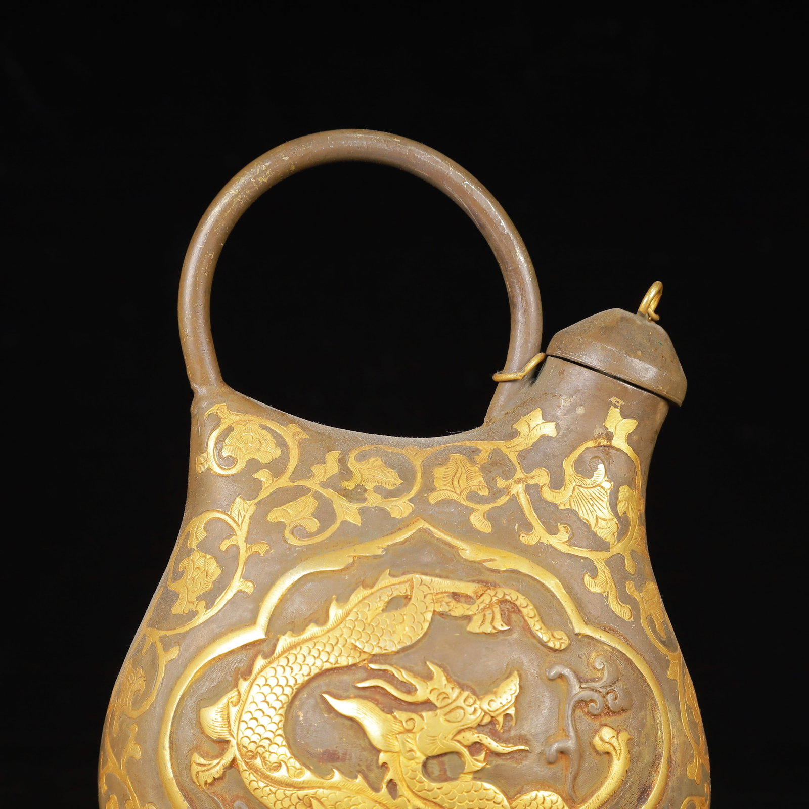 An Exquisite Gilt Silver Dragon Pattern Ewer - 2
