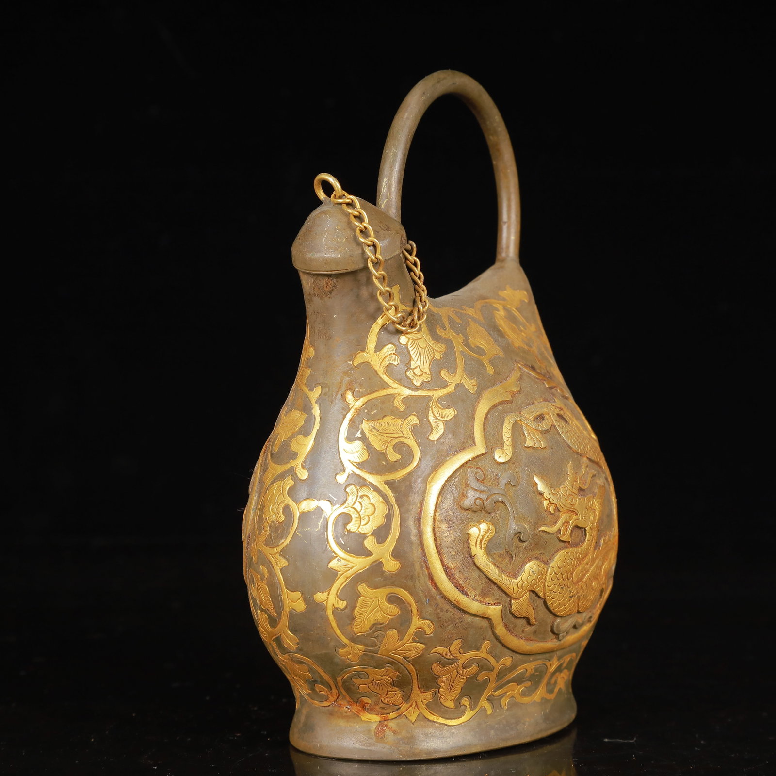 An Exquisite Gilt Silver Dragon Pattern Ewer - 6