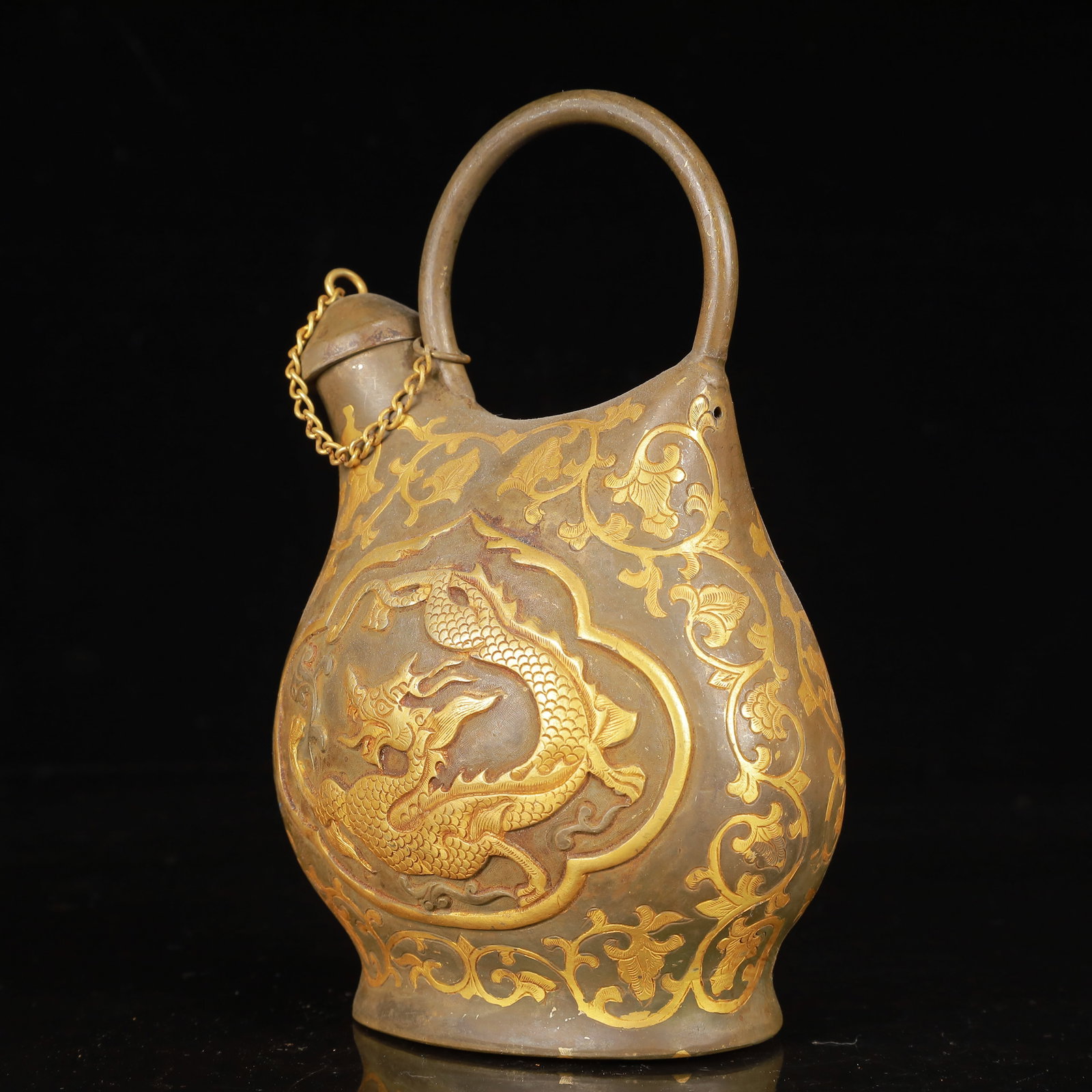 An Exquisite Gilt Silver Dragon Pattern Ewer - 8