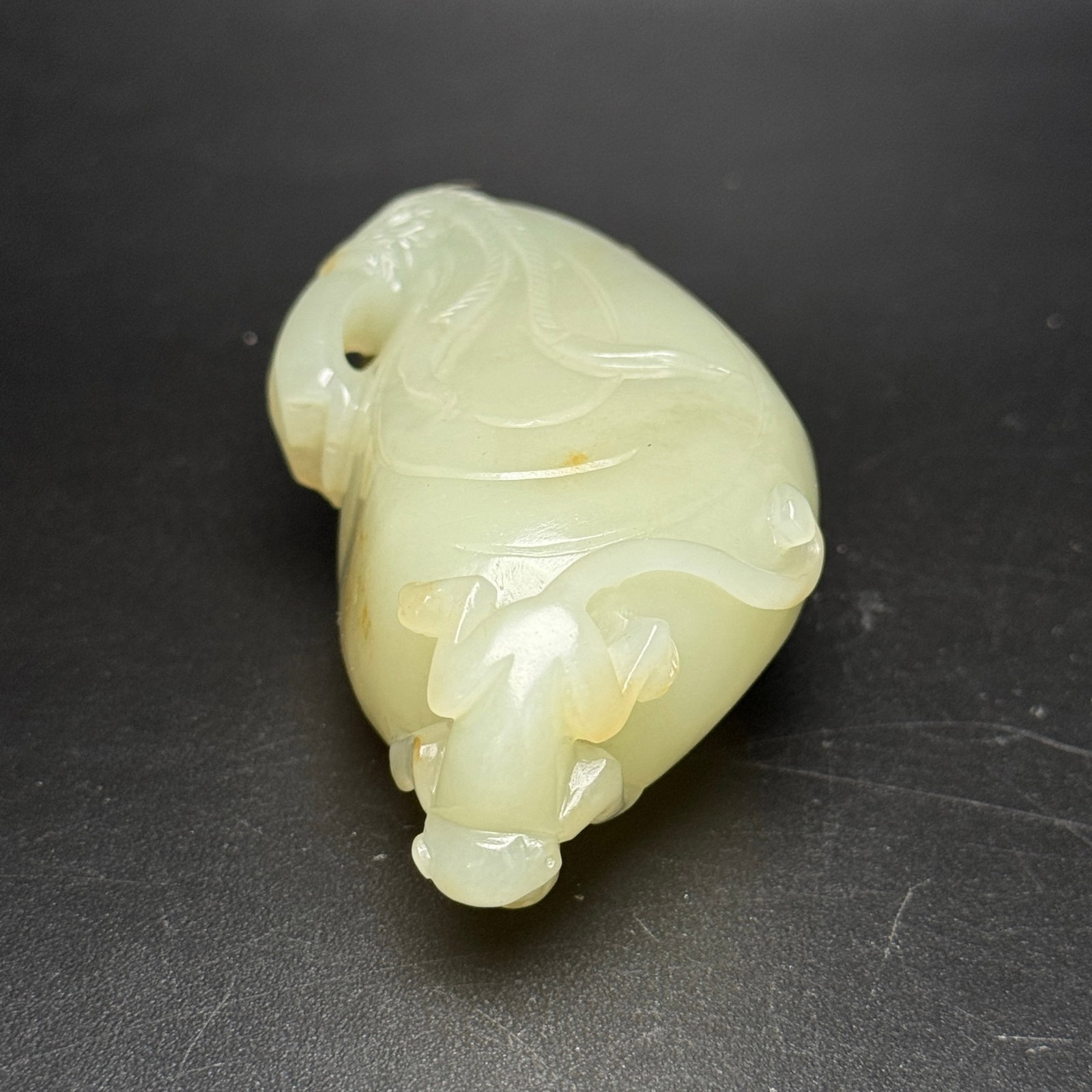 An Exquisite White Jade Monkey Pattern Brush Washer - 5