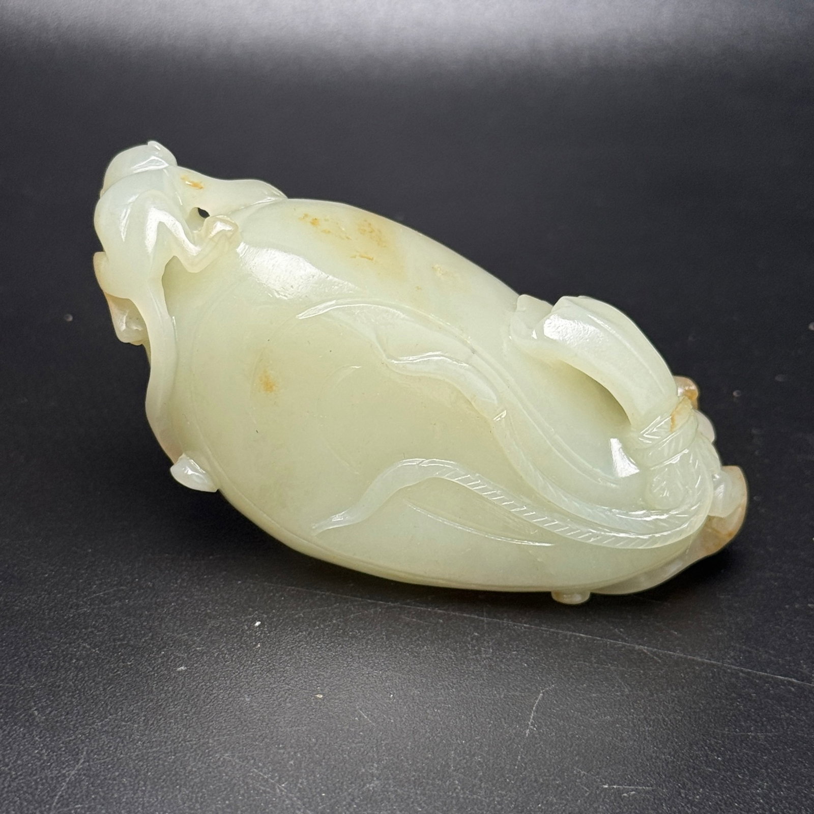 An Exquisite White Jade Monkey Pattern Brush Washer - 6