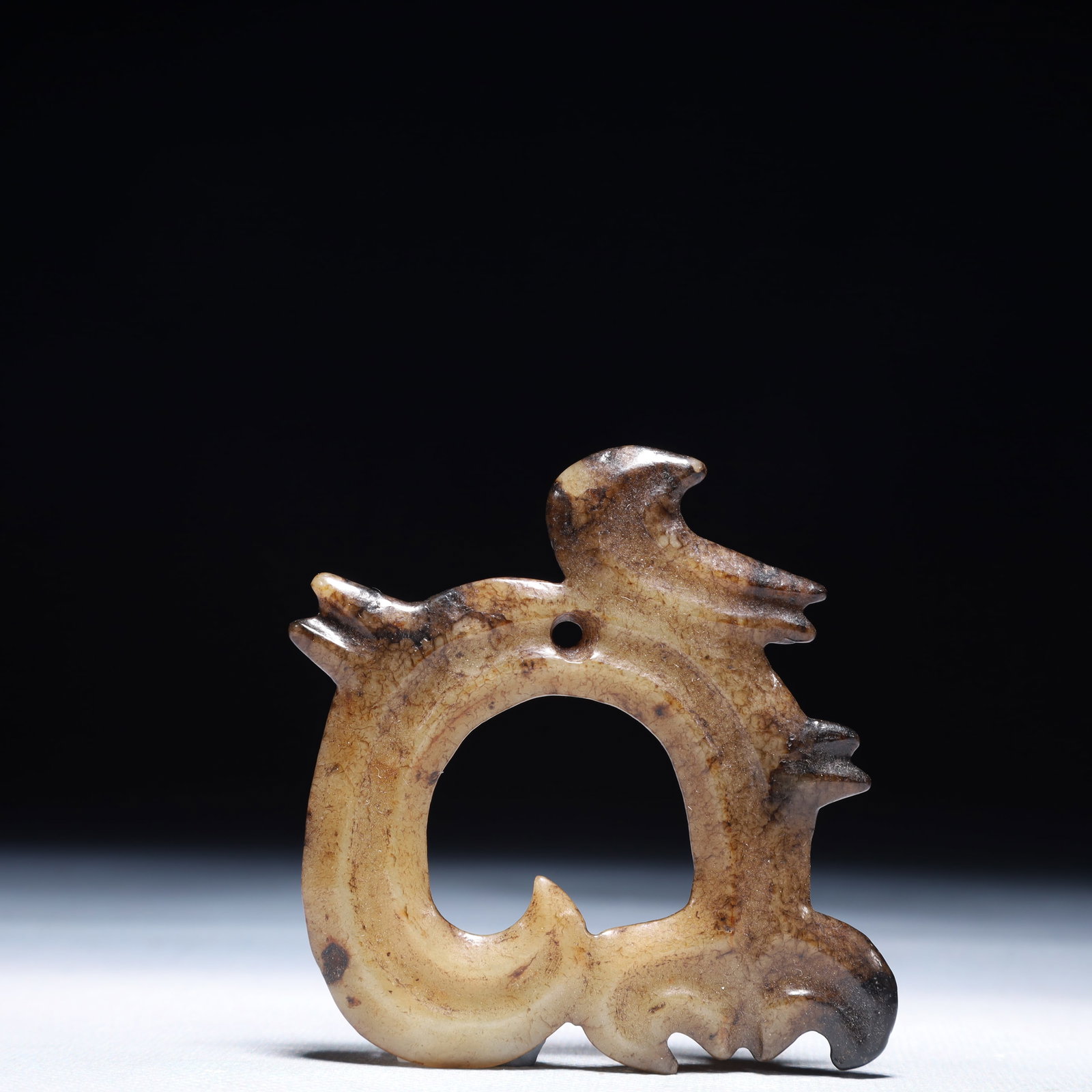 An Archaic Hongshan Culture White Jade Pendant: An Archaic Hongshan Culture White Jade Pendant,Ancient Time,China,Size:2.8inx3in,Weight:36.8g