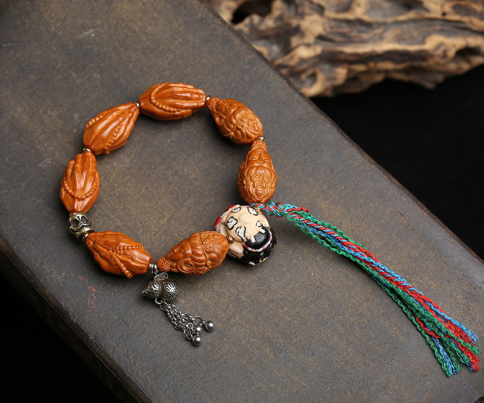 An Exquisite Olive PitBuddha-Face Pattern Bracelets - 6