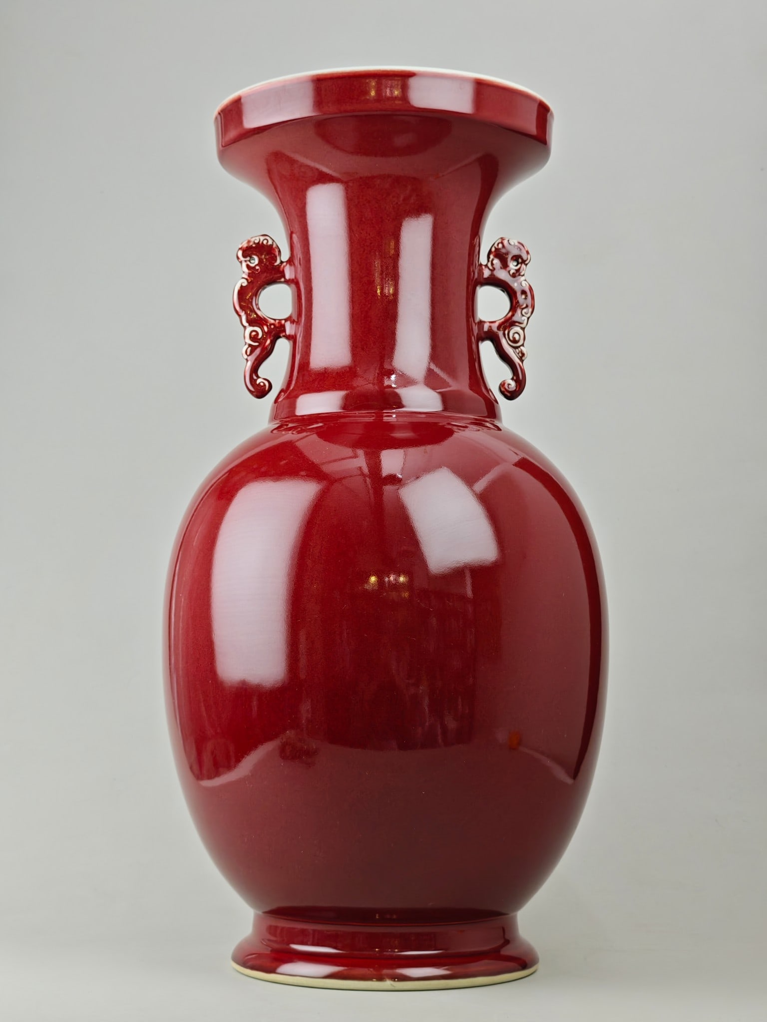 Red Glazed Double-Ears Vase - 3