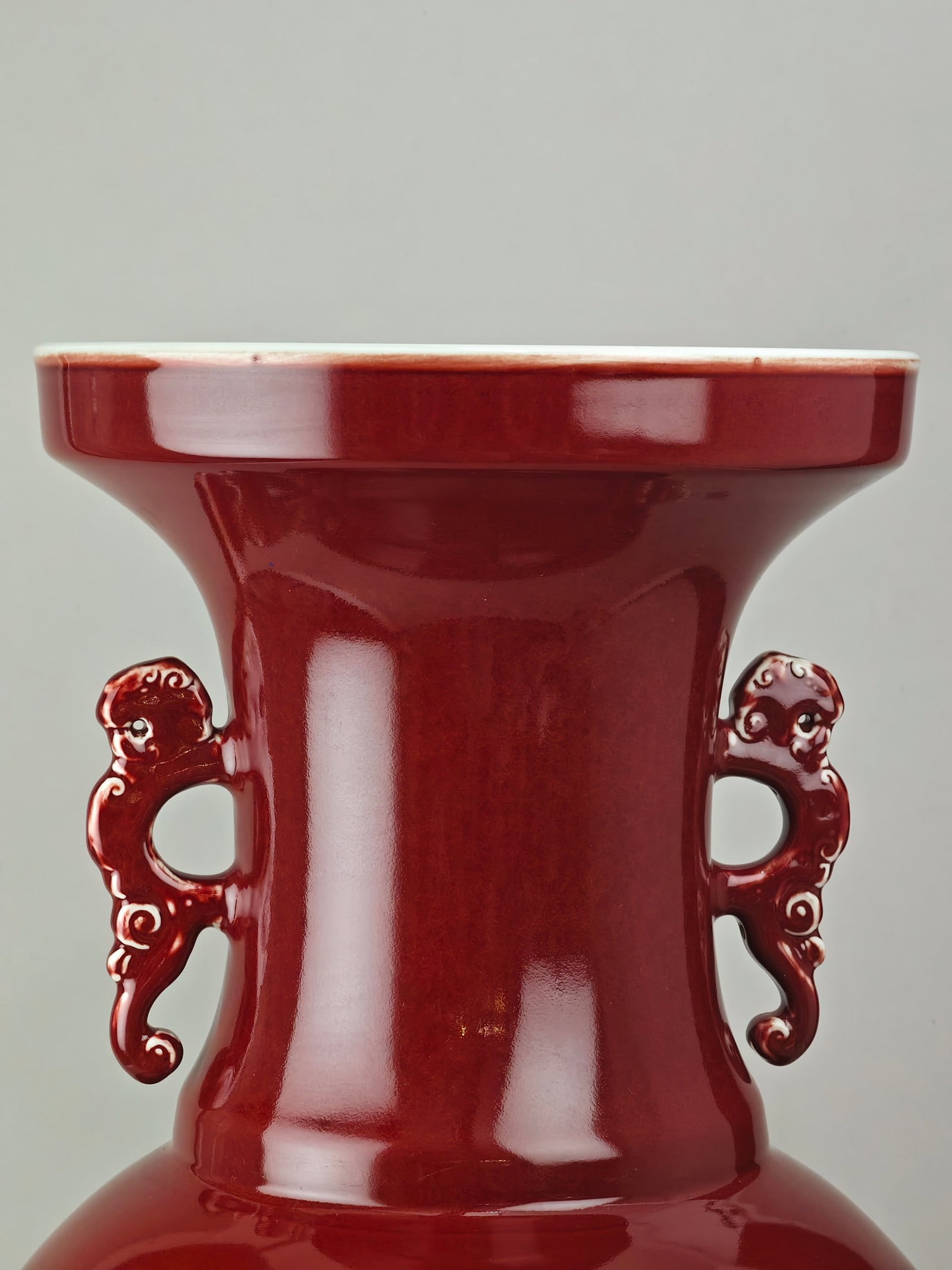 Red Glazed Double-Ears Vase - 4