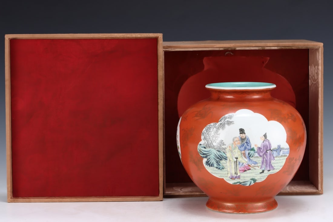 An Exquisite Famille-Rose Character and Story Pattern Vase: An Exquisite Famille-Rose Character and Story Pattern VaseQing Dynasty, China,Qianlong Six-character