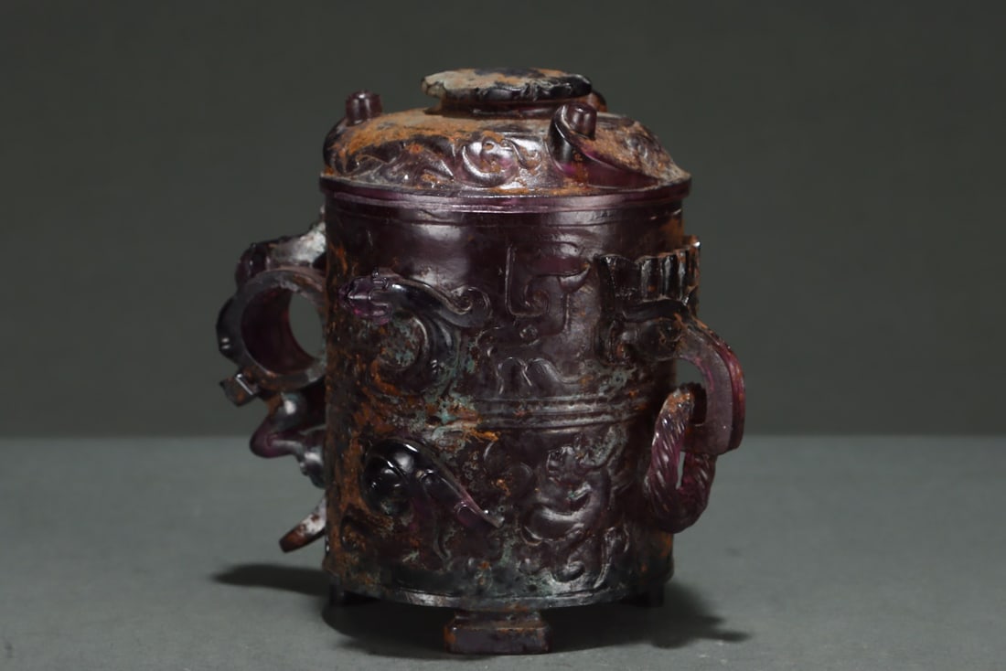 An Exquisite Glass Dragon Pattern Cup - 5