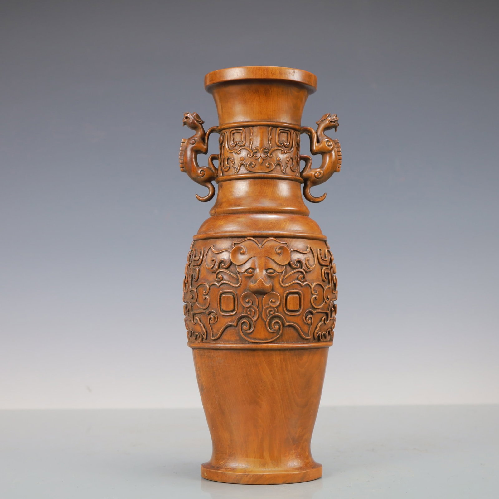 An Exquisite Boxwood Beast-Face Pattern Beast-Ears Vase (1 of 10)