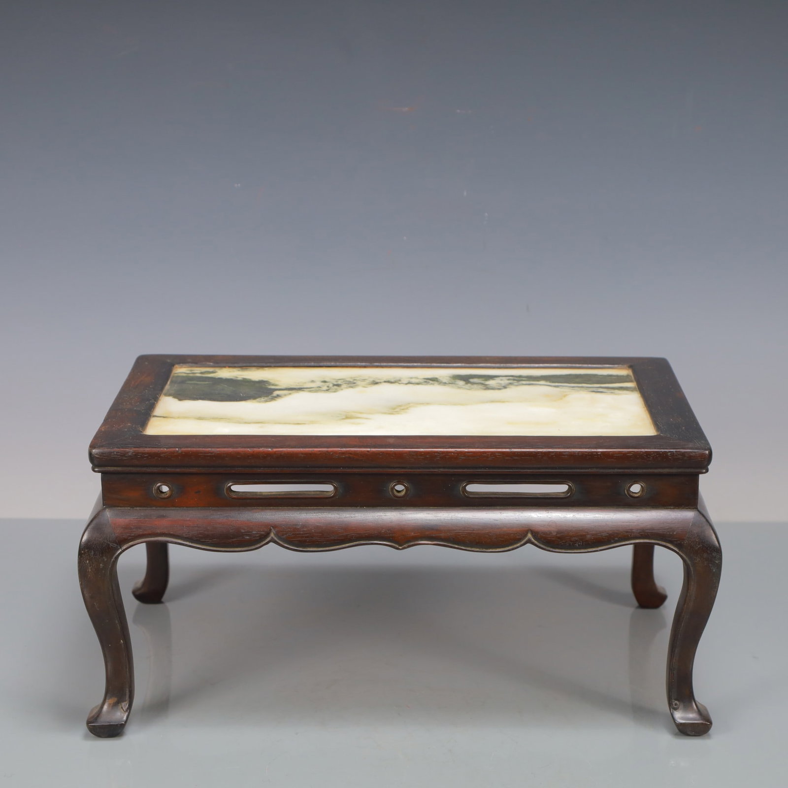 An Exquisite Zitanwood Inlaid Dolomite Table