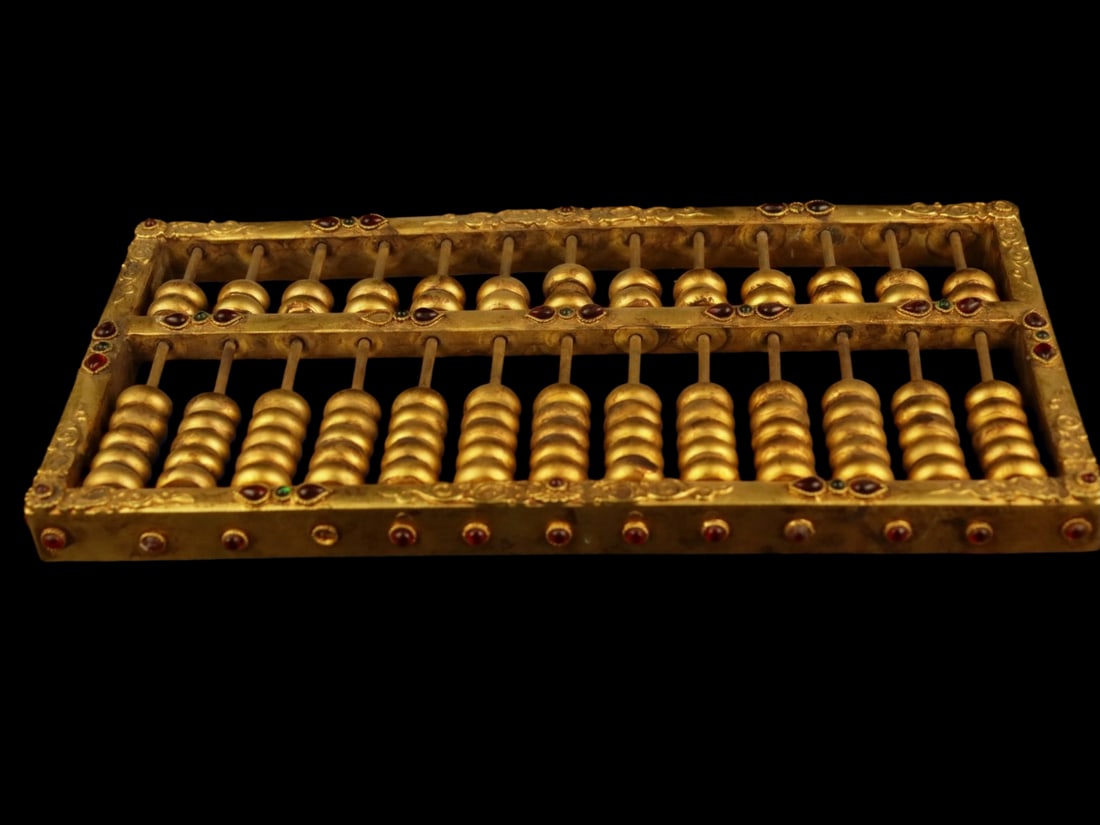 An Exquisite Gilt Bronze Abacus,Inlaid Gems (1 of 9)