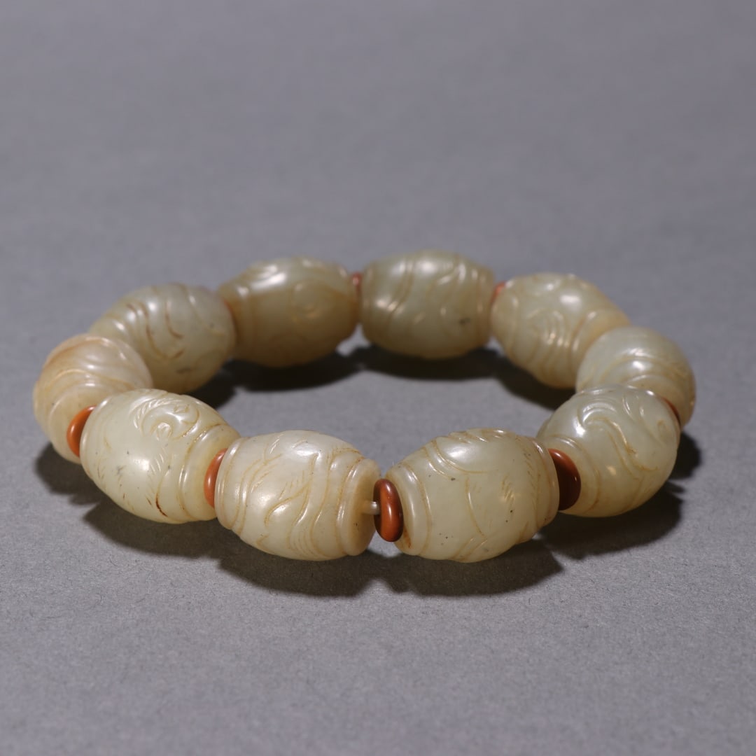 An Exquisite White Jade Dragon Pattern Bracelets - 5