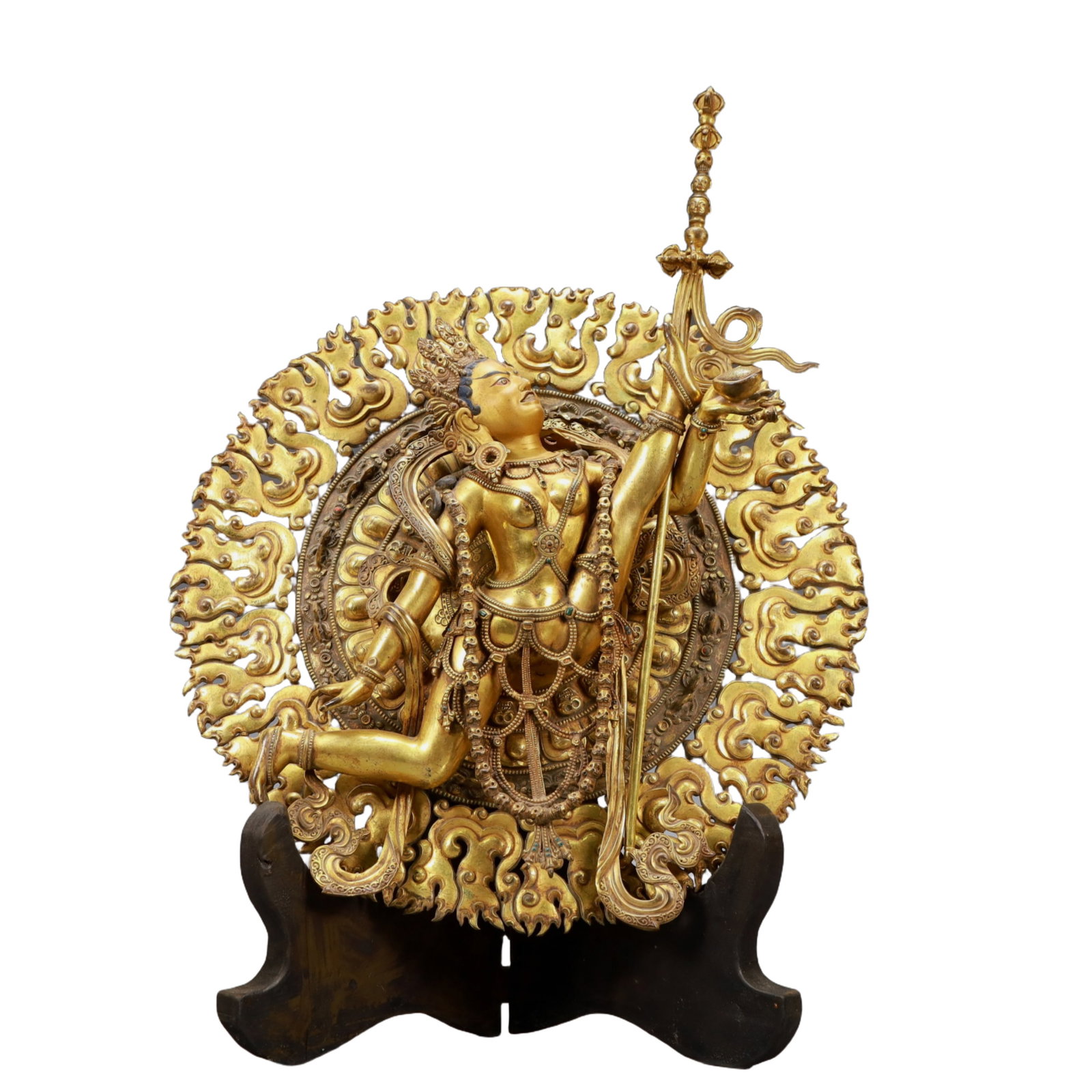 A Solemn Gilt Bronze Statue of Gautama??s Mother: A Solemn Gilt Bronze Statue of Gautama’s Mother,Ming Dynasty, China,Size:18.1inx22.4in,Weight:6550g,铜鎏金佛母像,中国明代