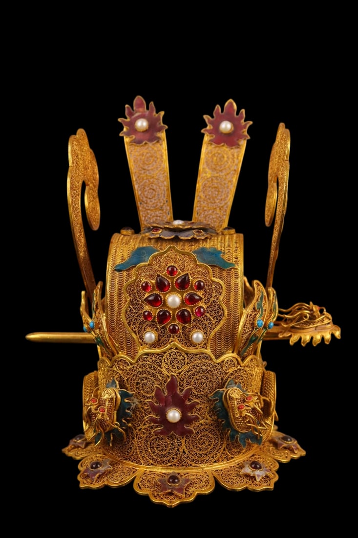 An Exquisite Filigree and Gilding Dragon Pattern Hair Band,Inlaid Gems (1 of 9)
