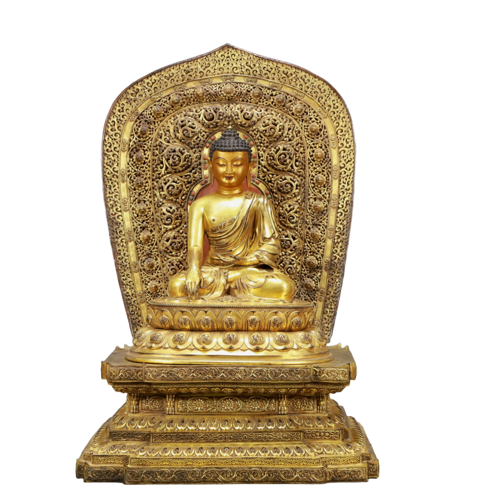 A Solemn Gilt Bronze Statue of Sakyamuni,With Inscription (1 of 10)