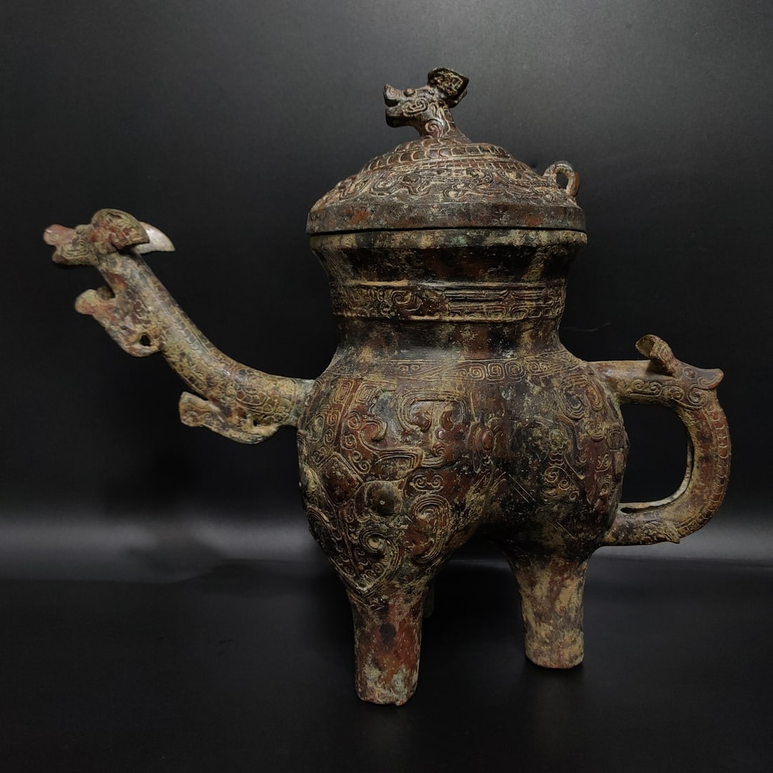 An Exquisite Bronze Dragon Pattern Ewer - 5