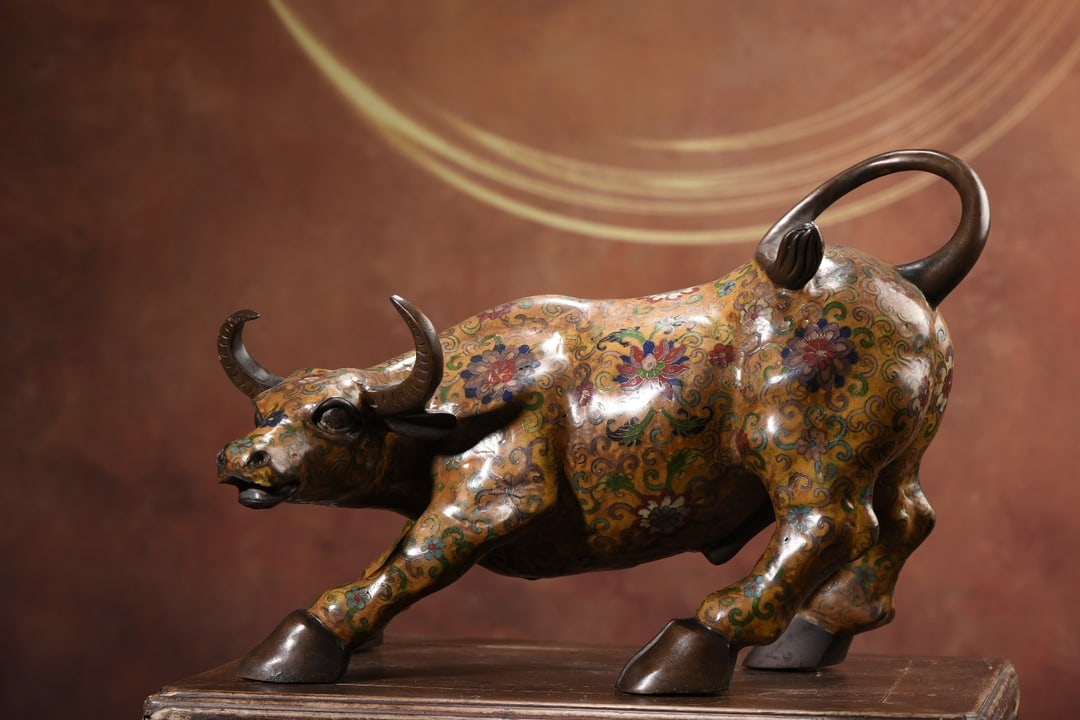 An Exquisite Cloisonne Lotus Pattern Buffalo Ornament (1 of 9)