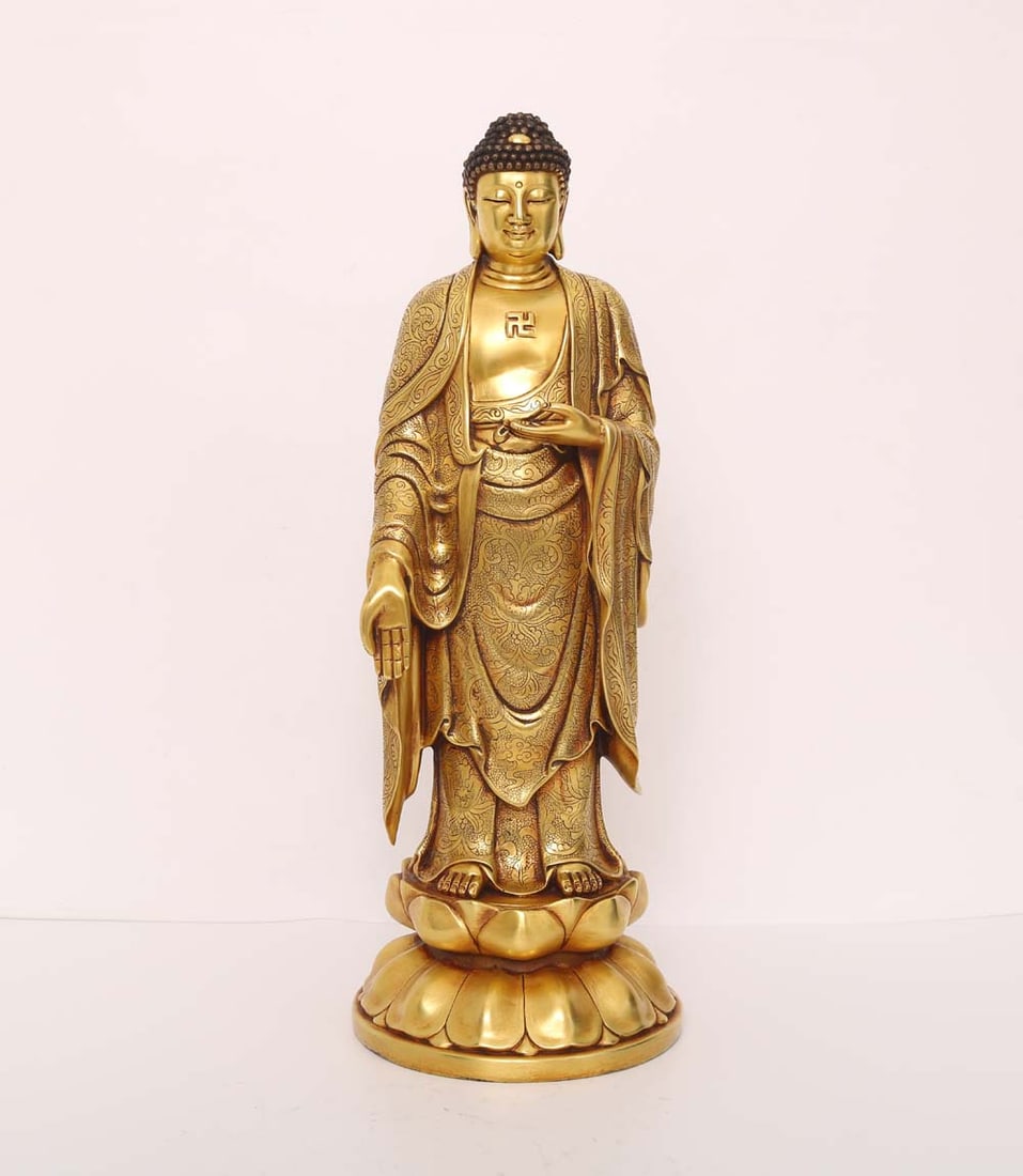 An Exquisite Gilt Bronze Buddha Statue: An Exquisite Gilt Bronze Buddha Statue,Ming Dynasty,China,with Yongle Six-character