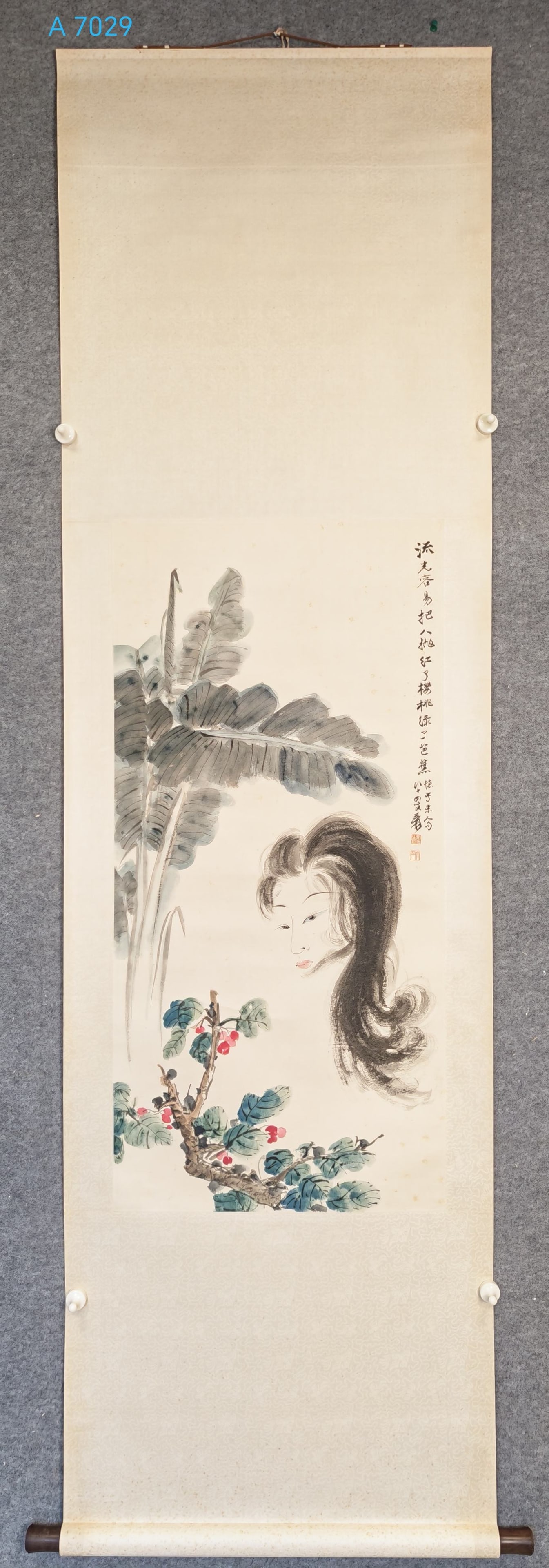 A Chinese Vertical Scroll Ink Painting of Character and Story on Paper (1 of 7)