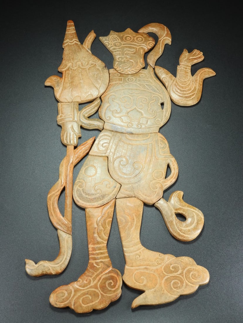 An Exquisite White Jade Statue of Heavenly King Ornament (1 of 9)