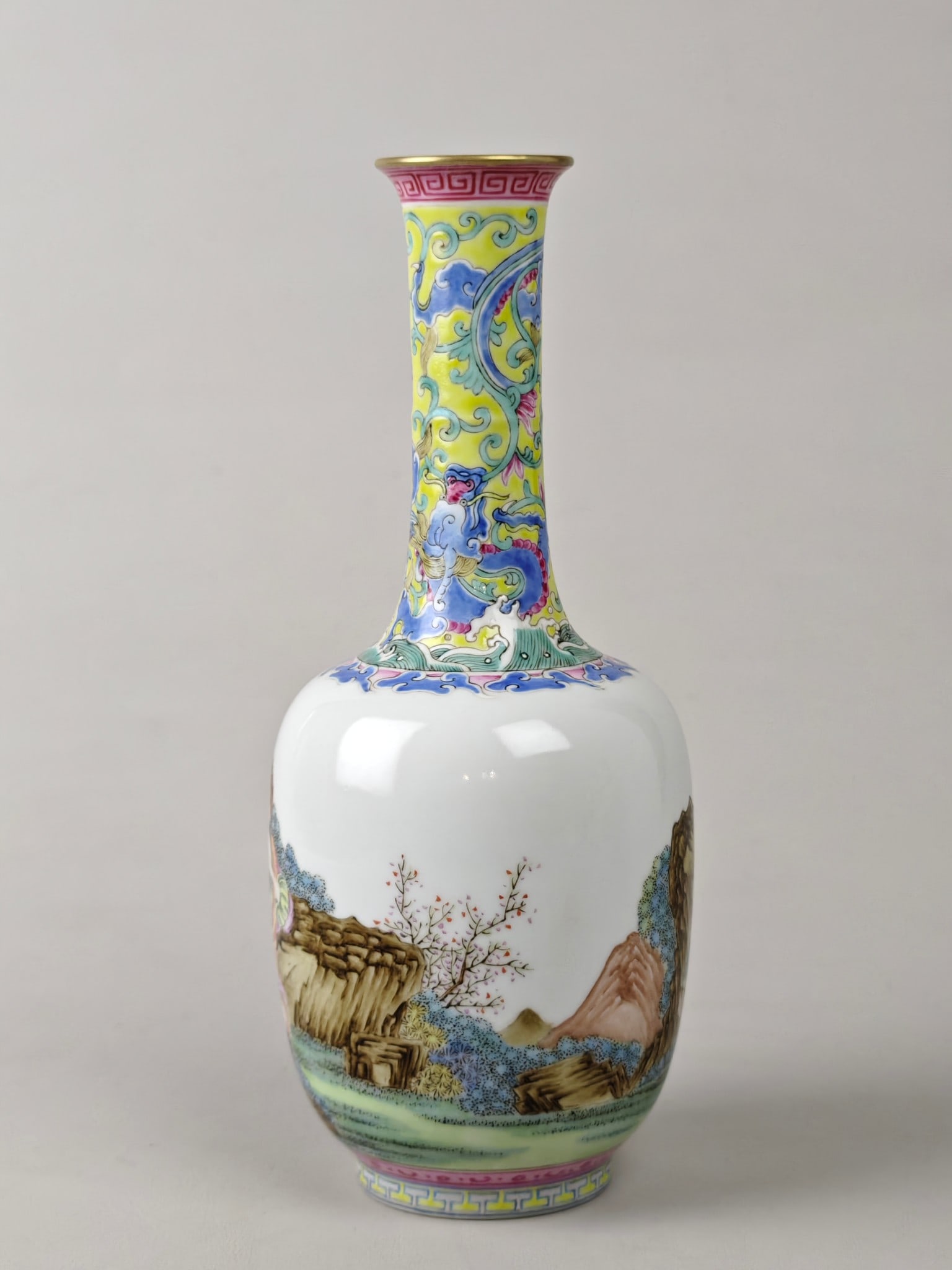 Enamel Character and Story Pattern Auspicious Cloud Pattern Dragon Pattern Vase - 3