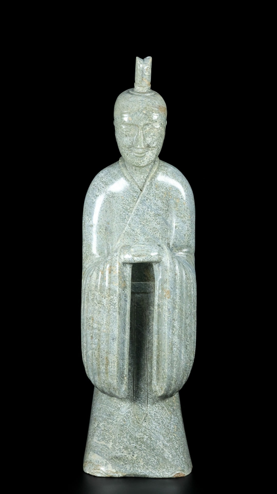 An Exquisite White Jade Figure Ornament: An Exquisite White Jade Figure Ornament,Qing Dynasty,China,Size:17.3inx5.1inx3.6in,Weight:15900g,白玉人物摆件,中国清代