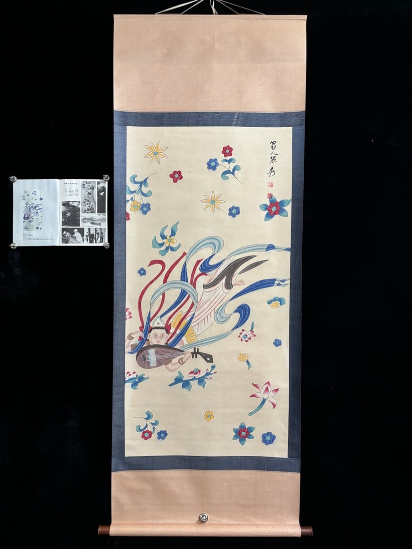 A Chinese Vertical Scroll Ink Painting of Character and Story on Paper: A Chinese Vertical Scroll Ink Painting of Character and Story on Paper,Zhang daqian,Size:(entirety)80.7inx31.5in,(Without frame)53.9inx27.2in,一幅中国水墨人&#