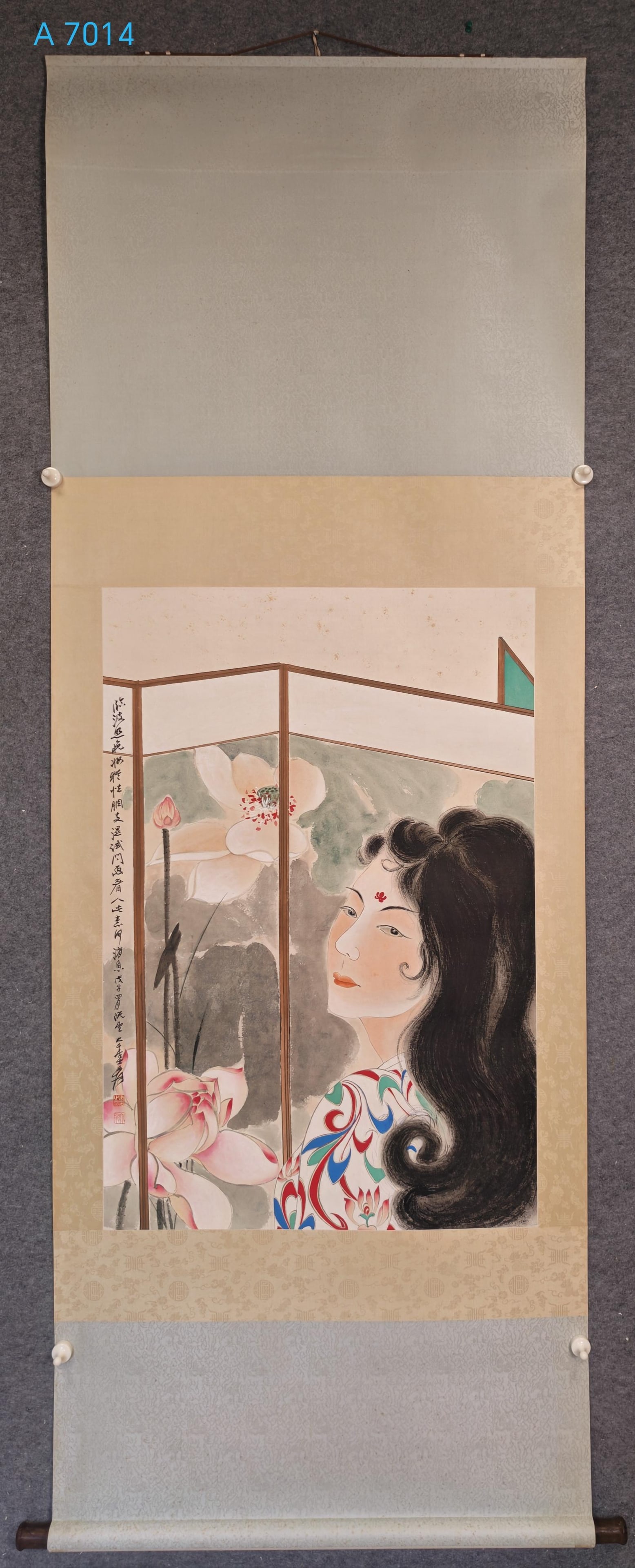A Chinese Vertical Scroll Ink Painting of Character and Story on Paper: A Chinese Vertical Scroll Ink Painting of Character and Story on Paper,Zhang daqian,Size:(Without