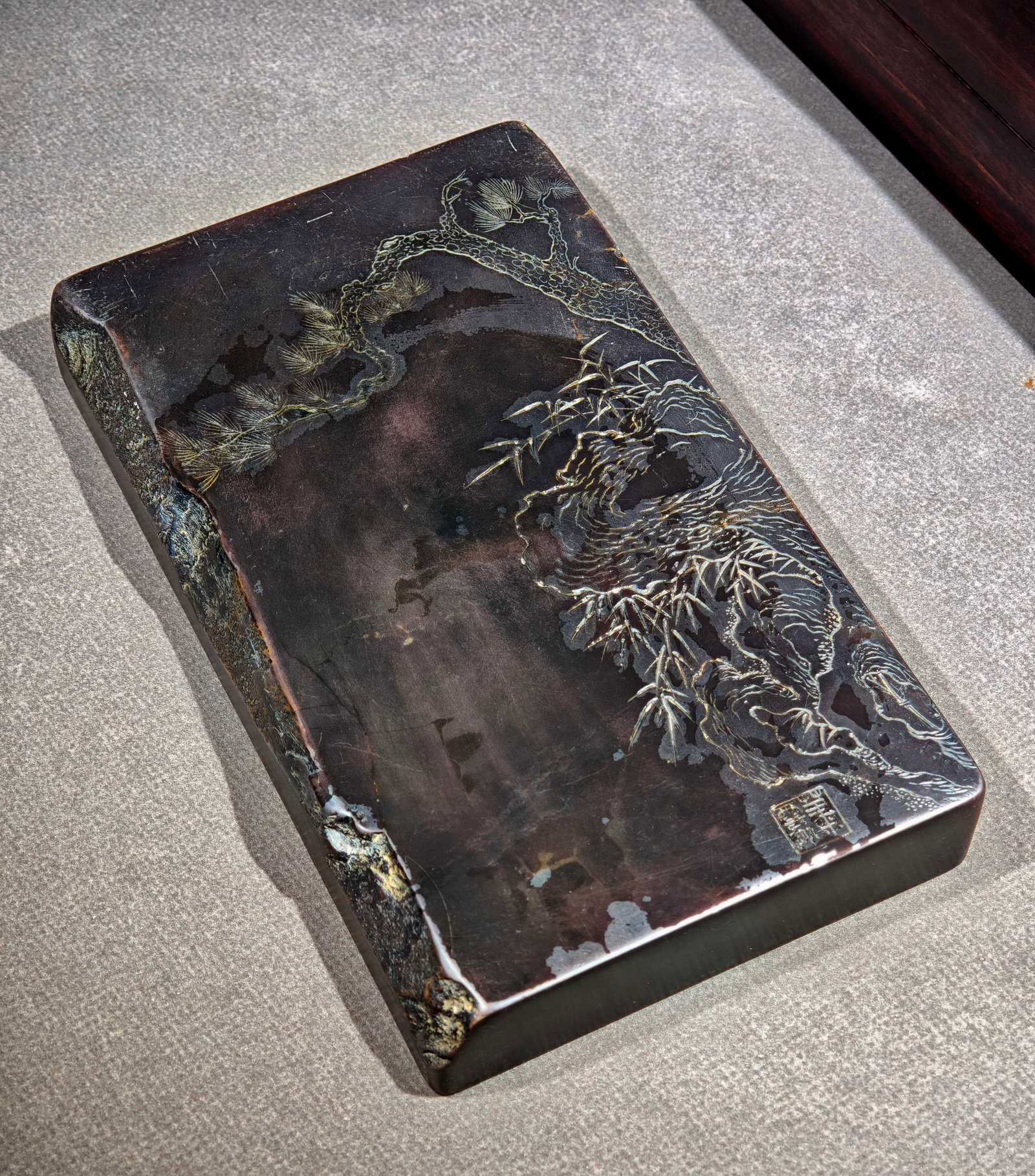 An Exquisite Pine,Bamboo Pattern Inkstone - 4