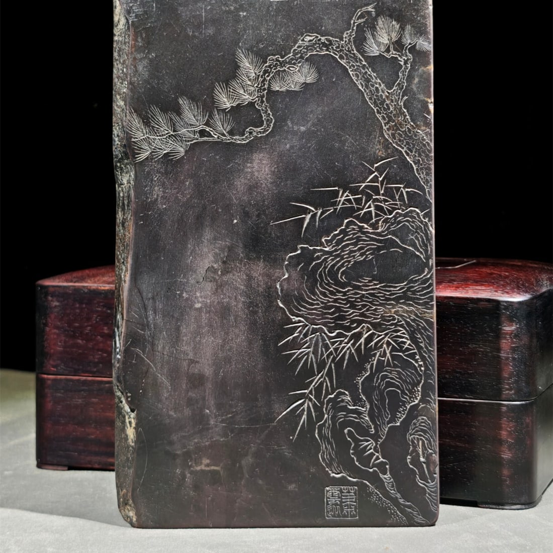 An Exquisite Pine,Bamboo Pattern Inkstone - 7