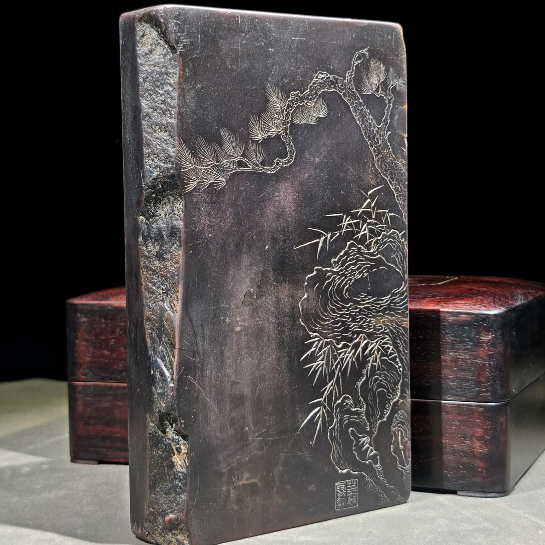 An Exquisite Pine,Bamboo Pattern Inkstone - 8