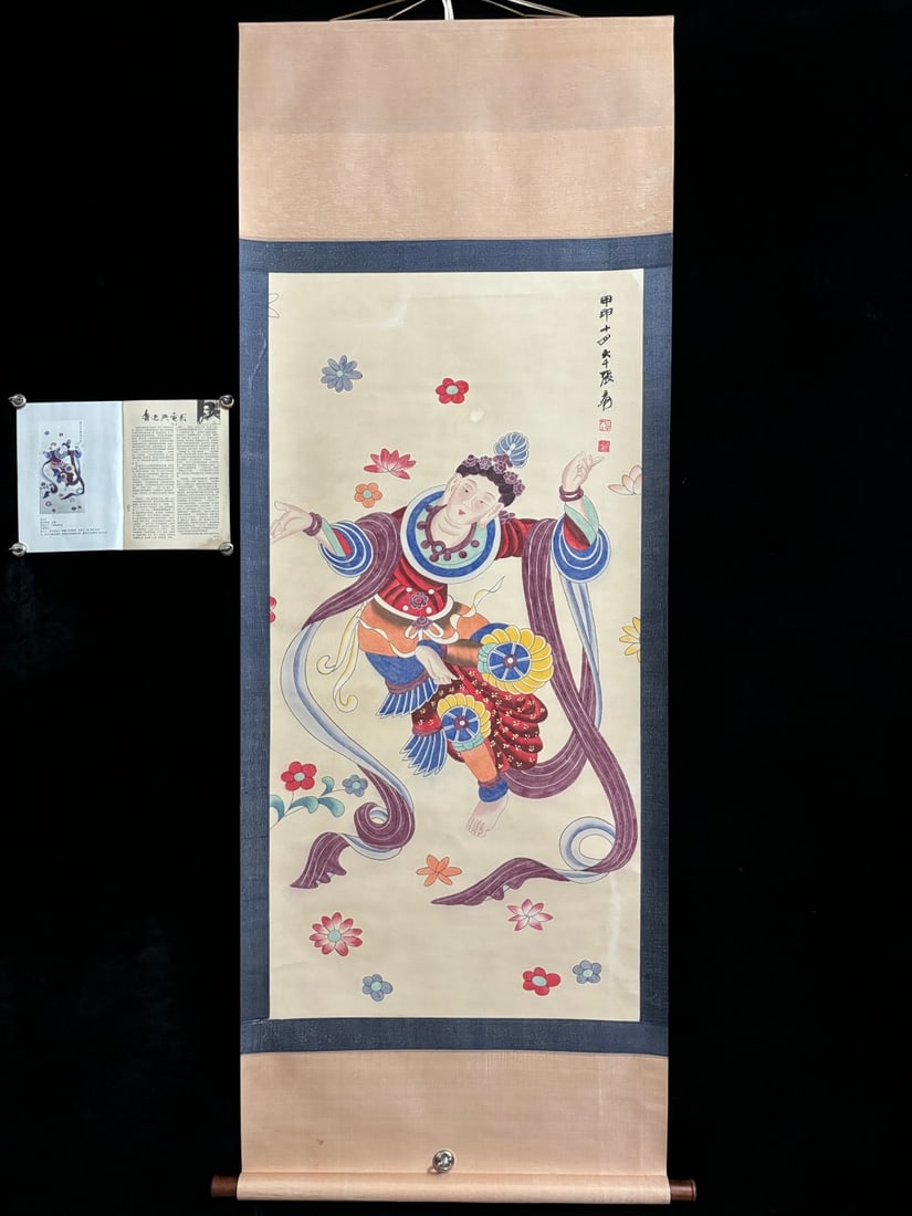 A Chinese Vertical Scroll Ink Painting of Character and Story on Paper: A Chinese Vertical Scroll Ink Painting of Character and Story on Paper,Zhang daqian,Size:(entirety)80.7inx31.5in,(Without frame)53.9inx27.2in,一幅中国水墨人&#