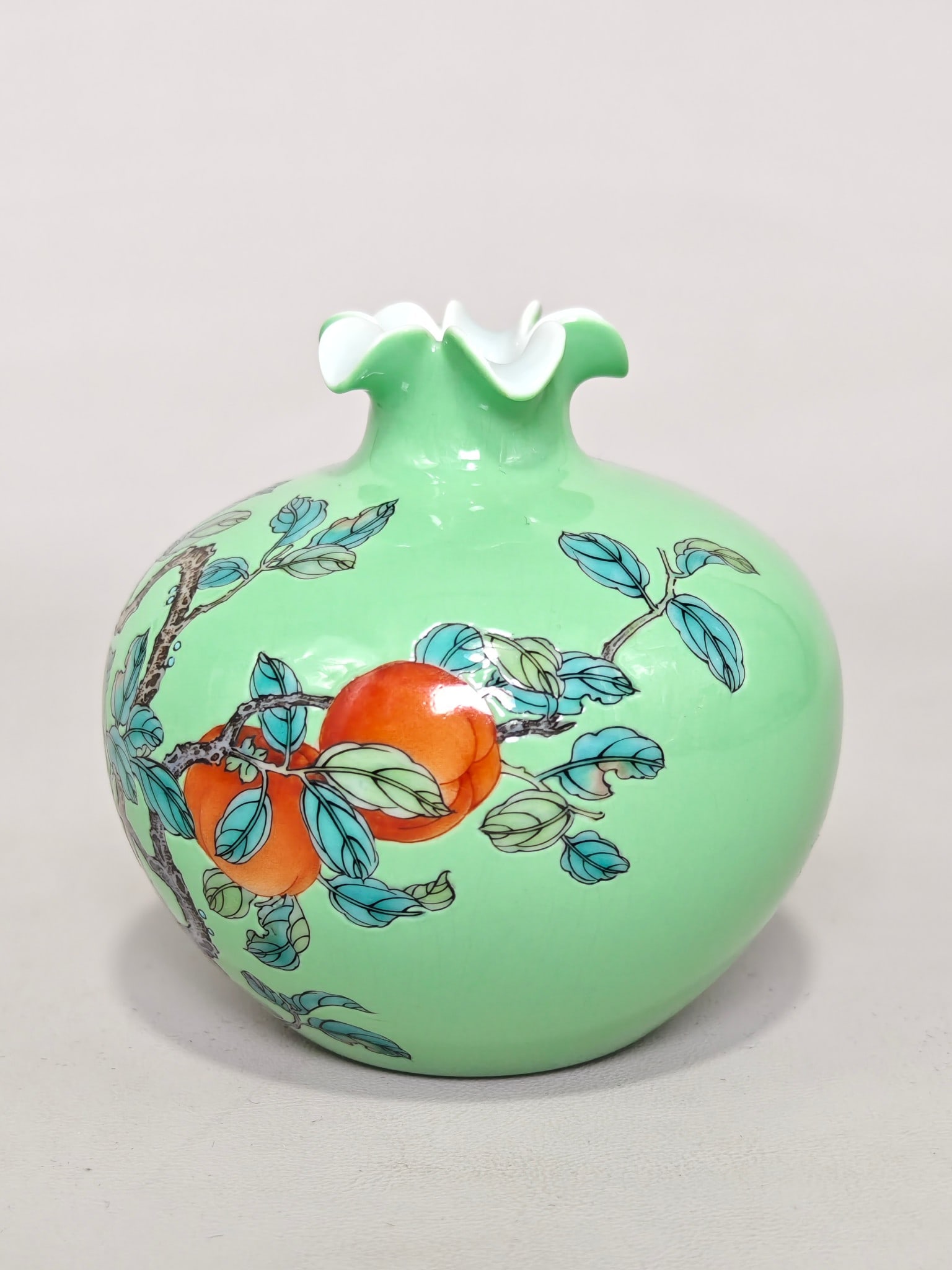 Green Glazed Melon and Fruit Pattern Vase - 2